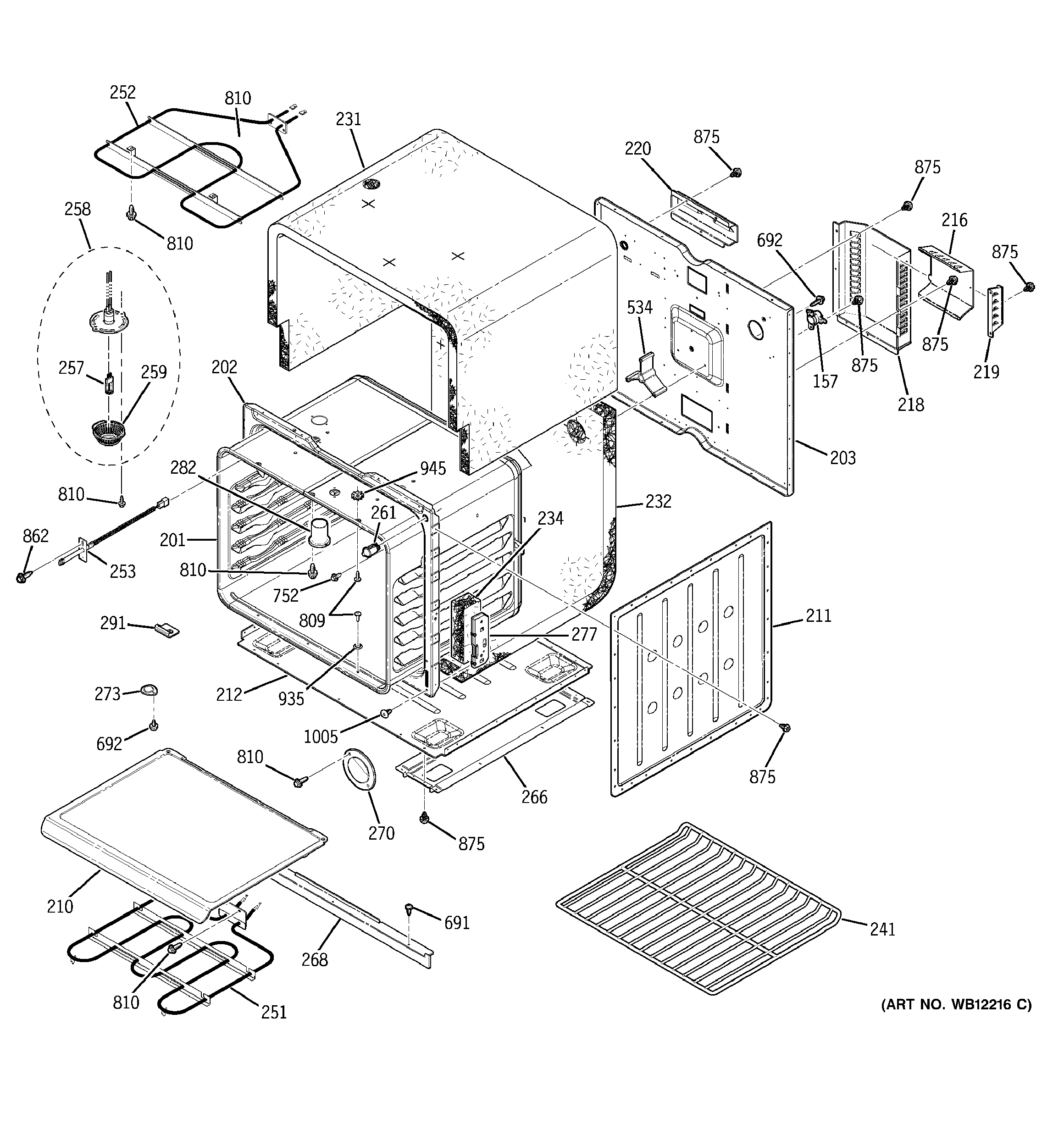 GE JKP56SD1SS lower body diagram