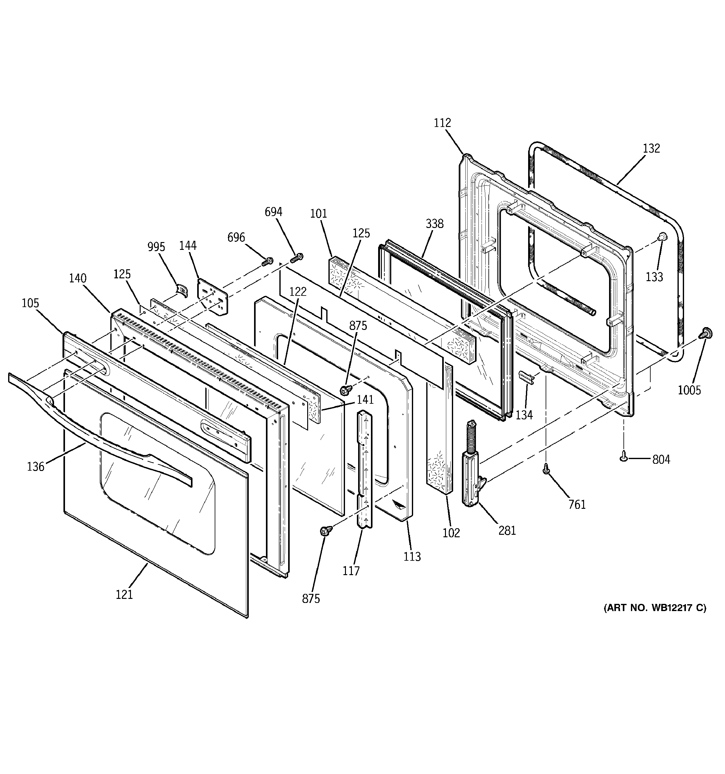 GE JKP56SD1SS door diagram