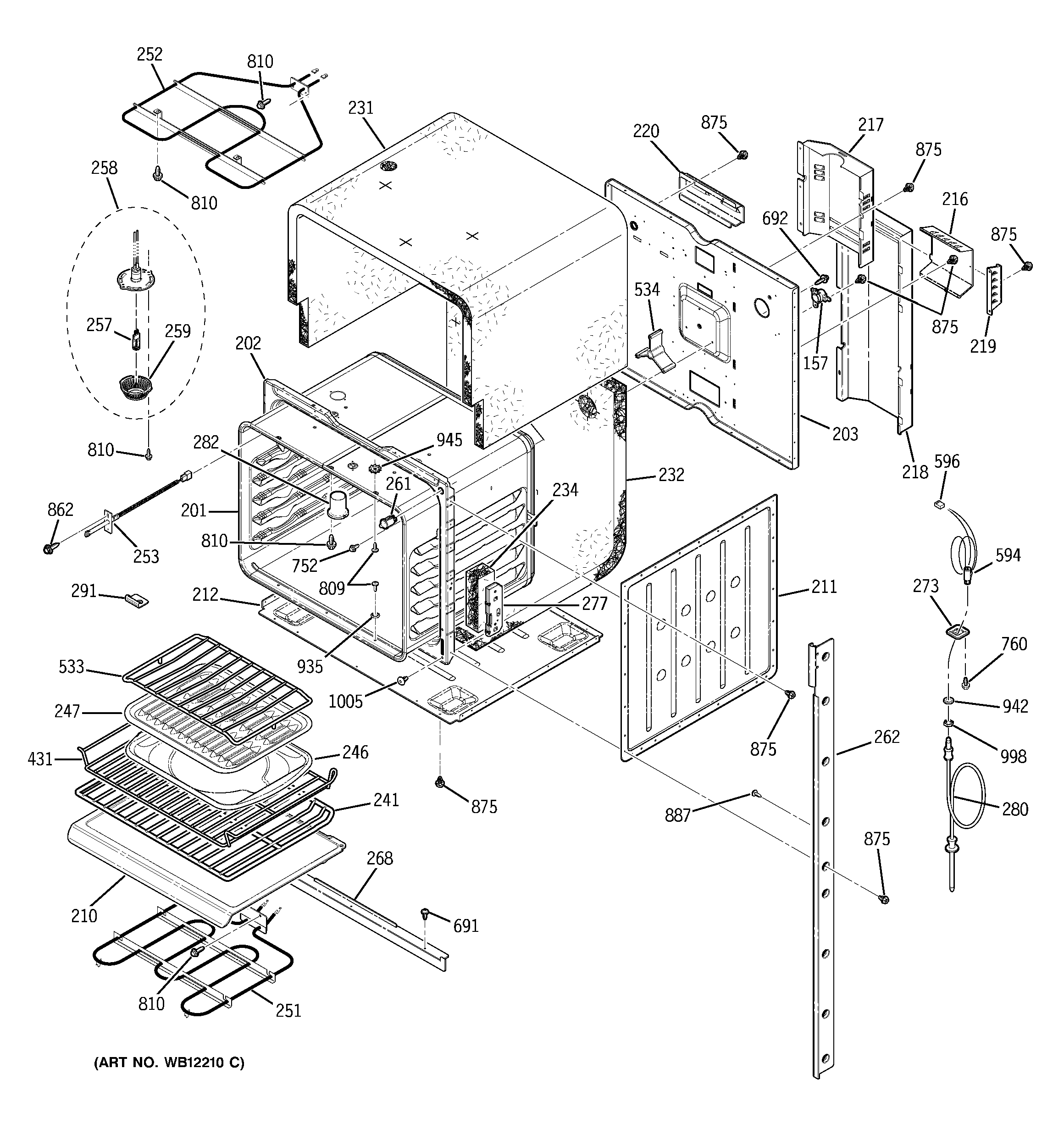 GE ZEK957SD1SS upper body diagram