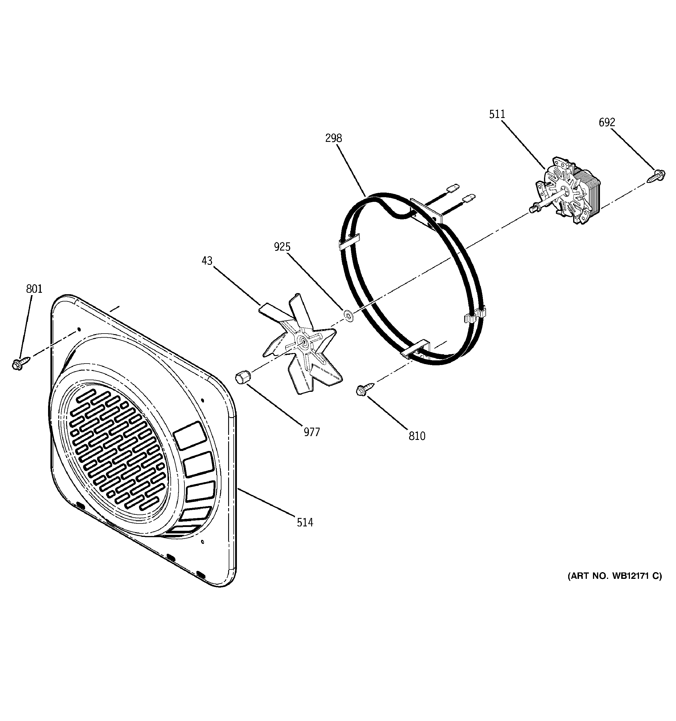 GE ZEK957SD1SS convection fan diagram