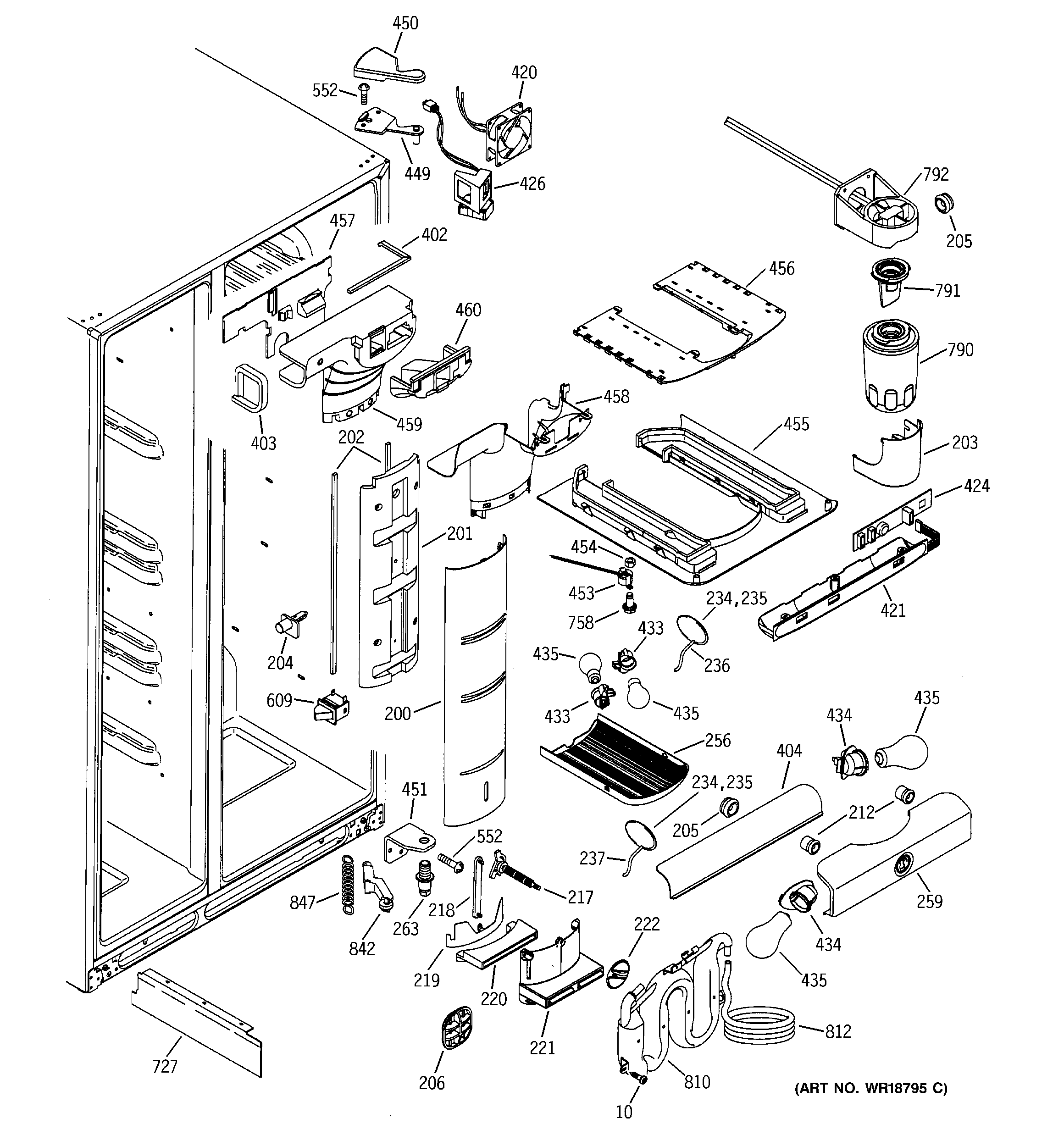 GE PSS27SHMCBS fresh food section diagram