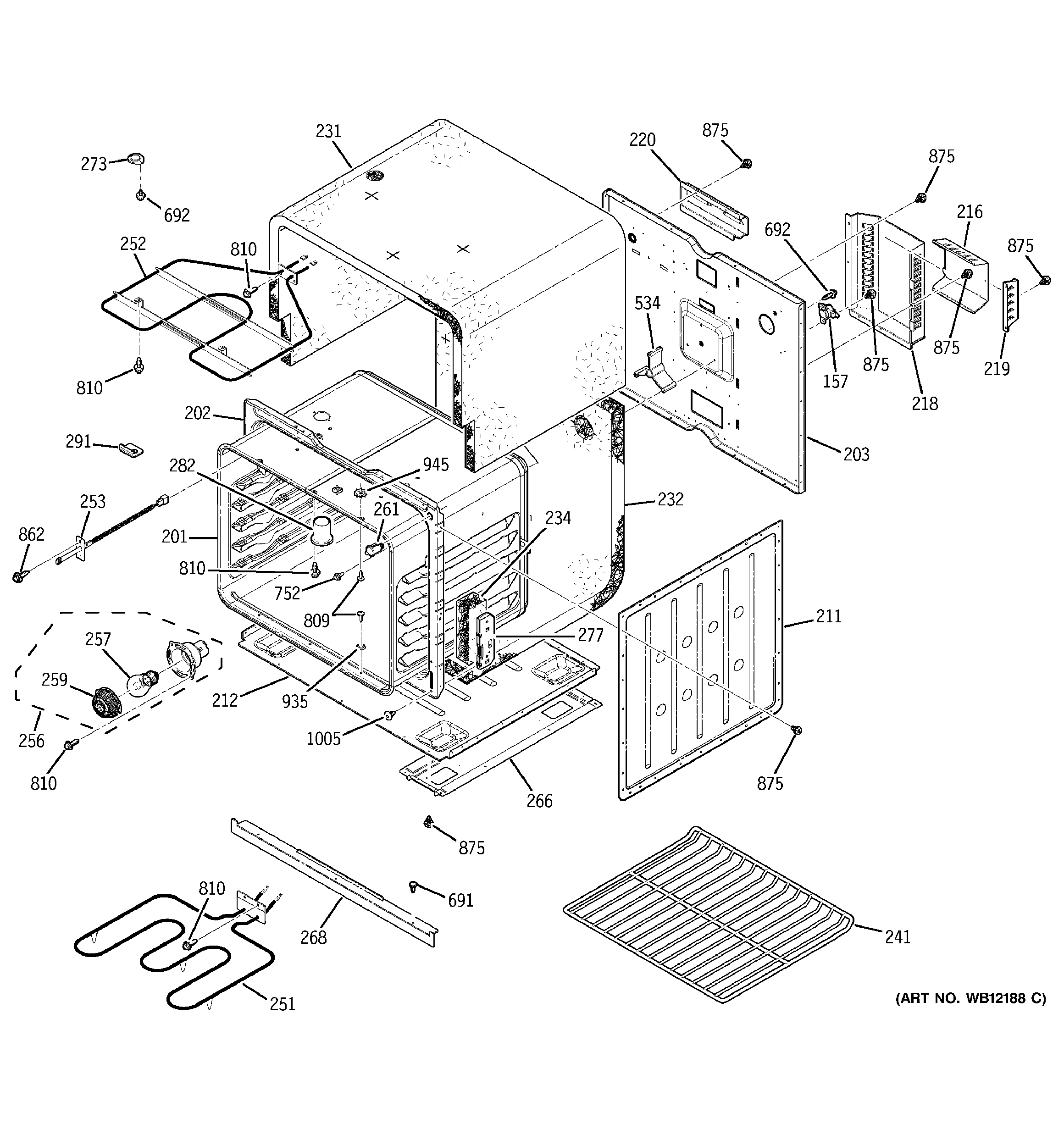 GE JKP45WD1WW lower body diagram