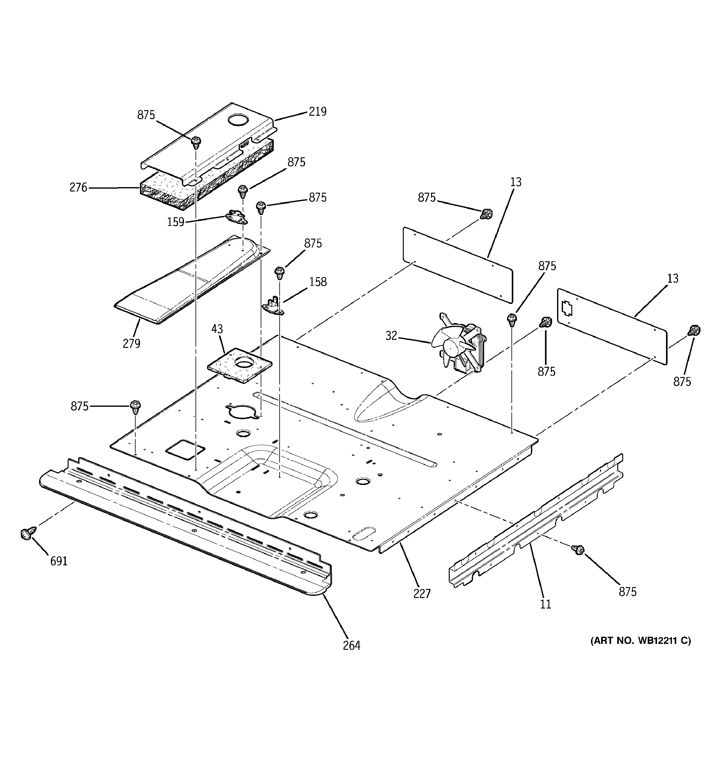GE ZEK957WD1WW center spacer diagram