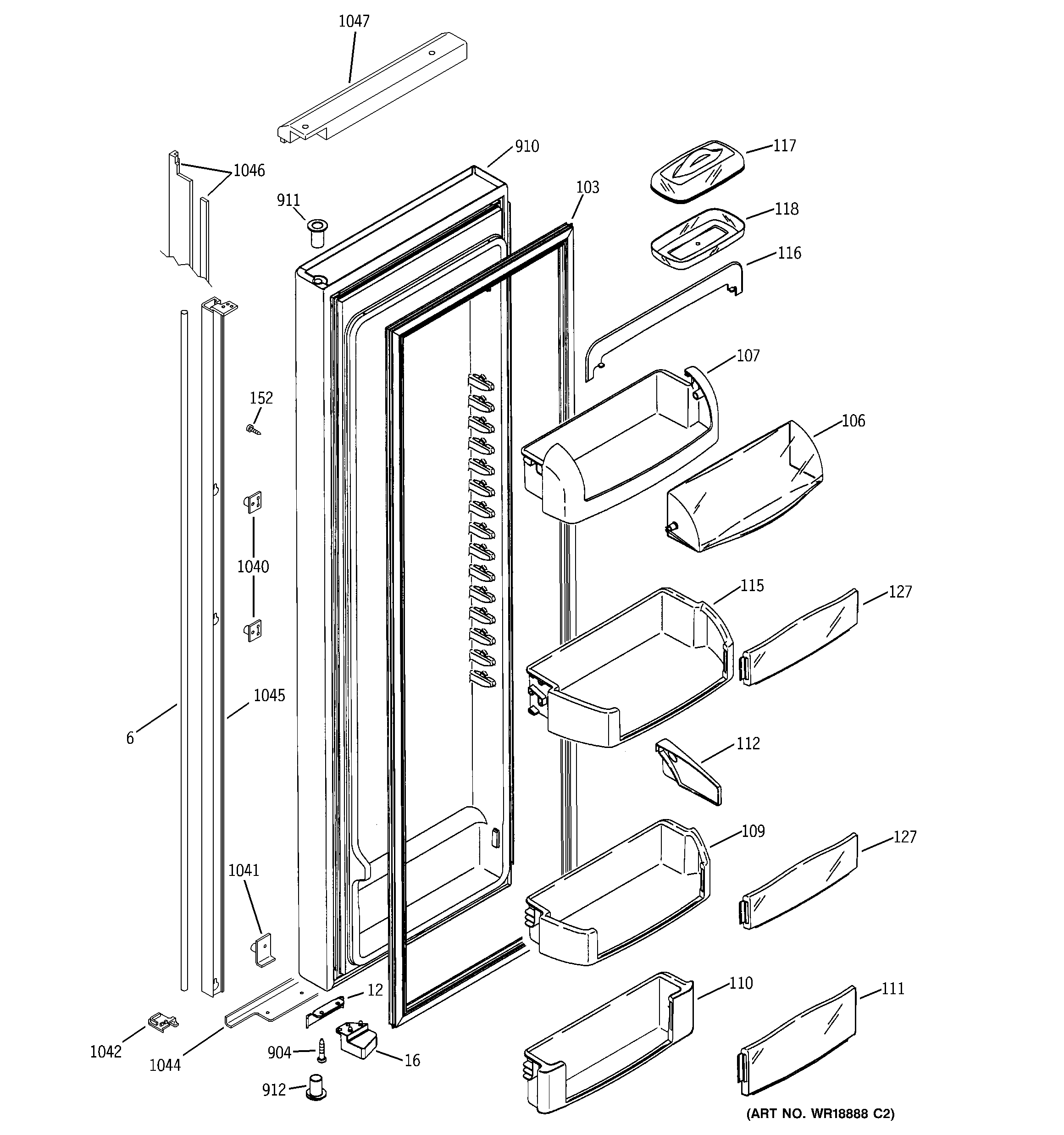 GE PSI23NGMCWW fresh food door diagram