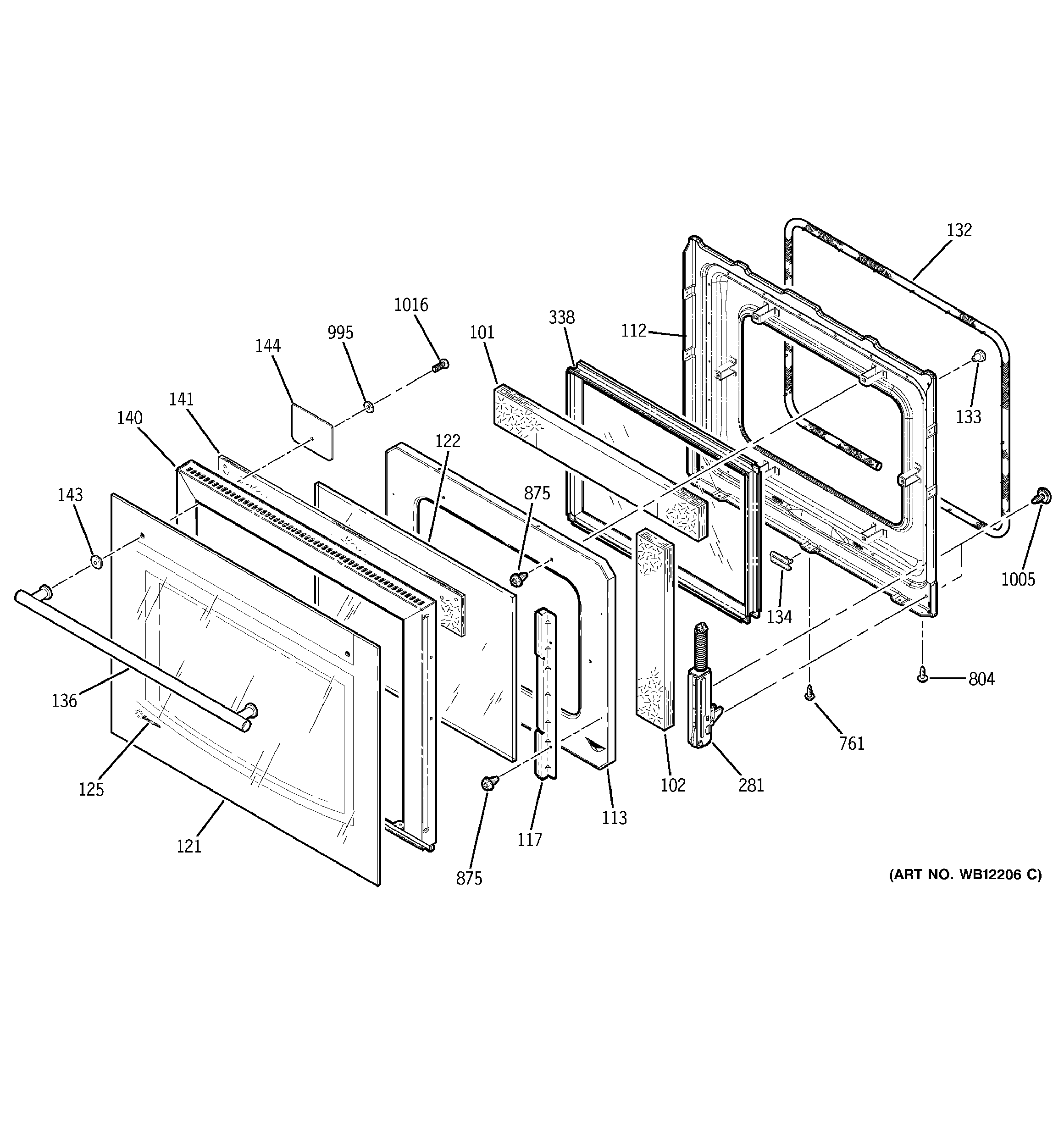 GE ZEK937BD1BB door diagram