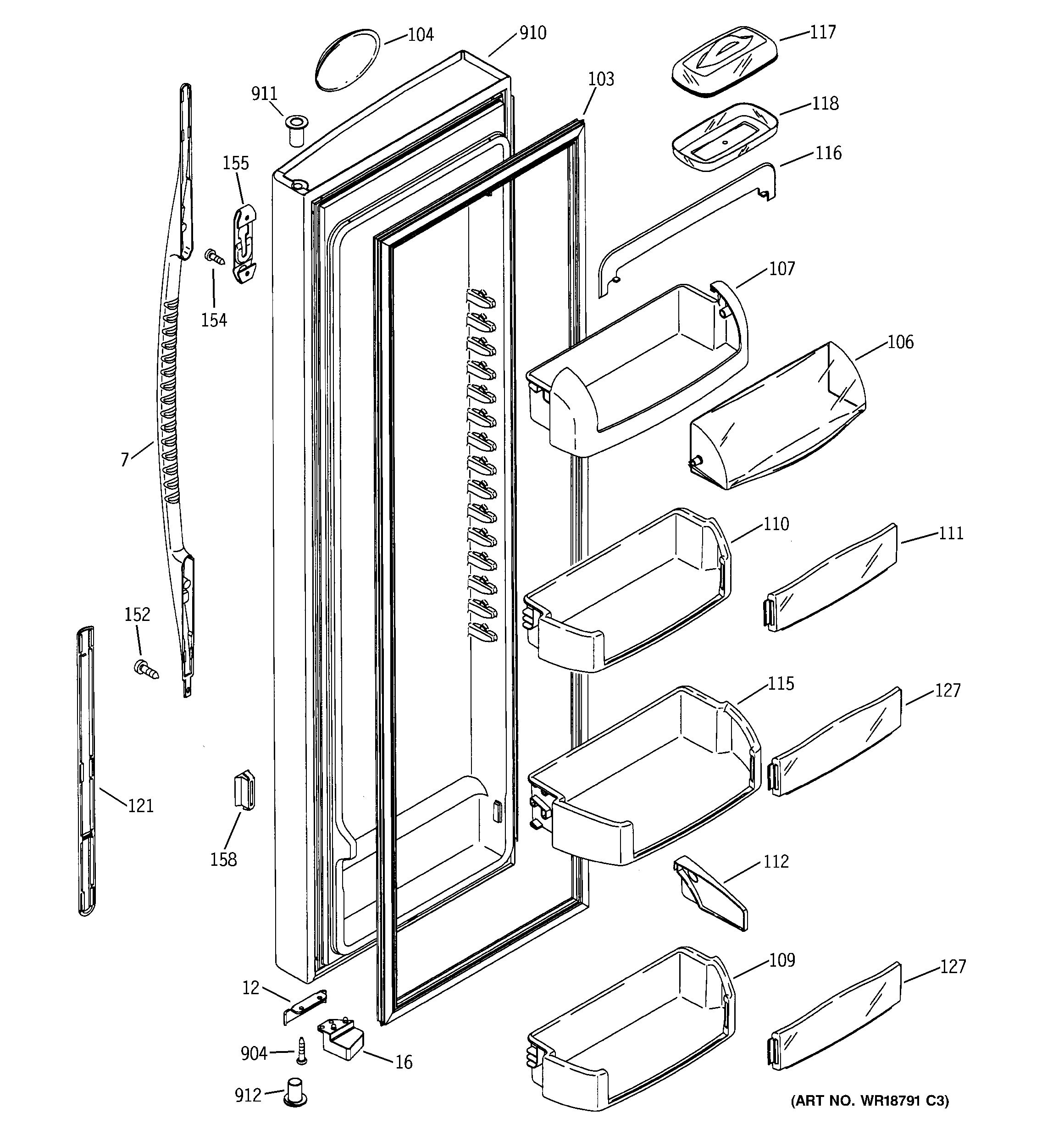 GE PSC23NGMCCC fresh food door diagram