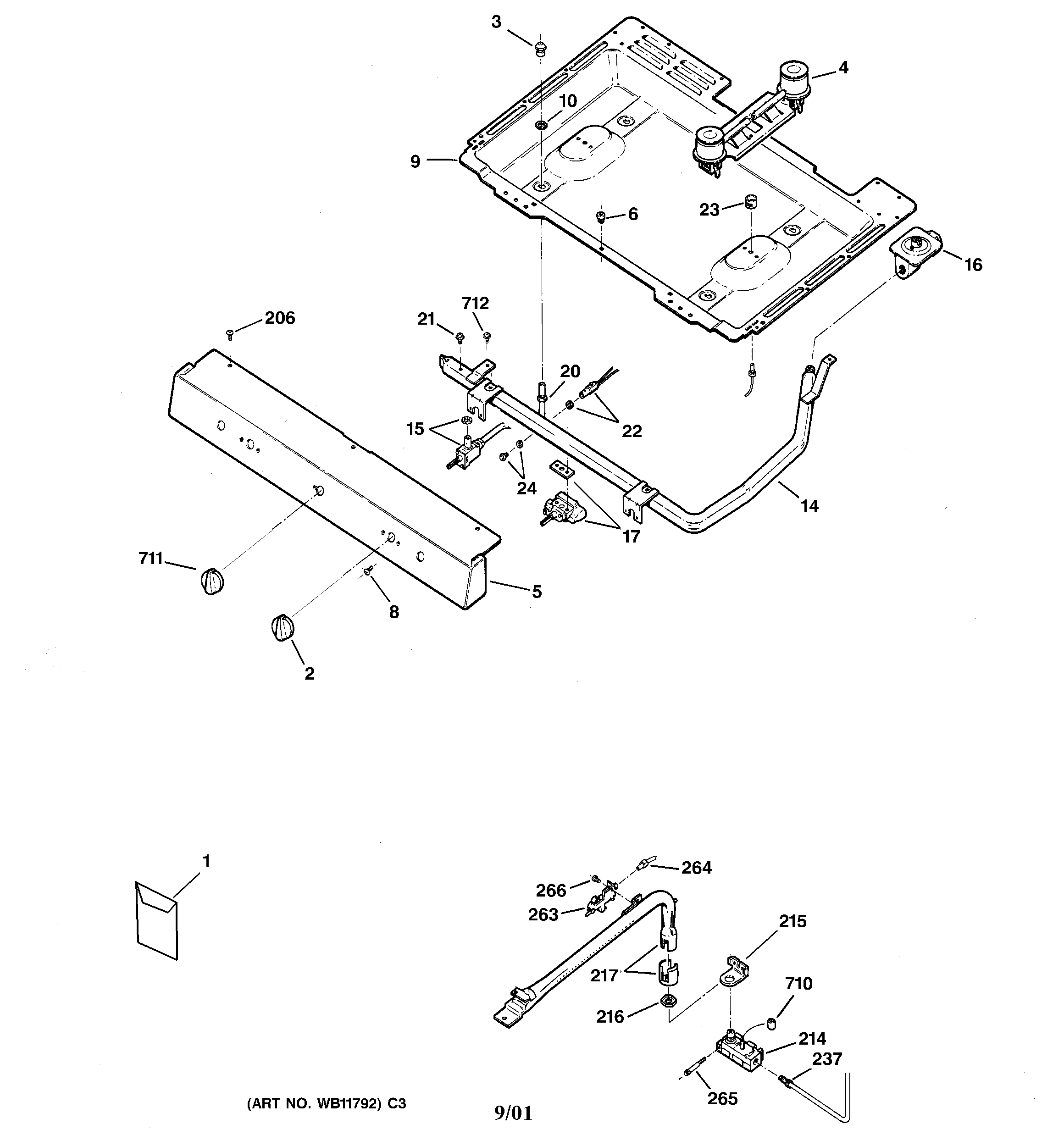 GE JGBS03PPA4AD gas & burner parts diagram