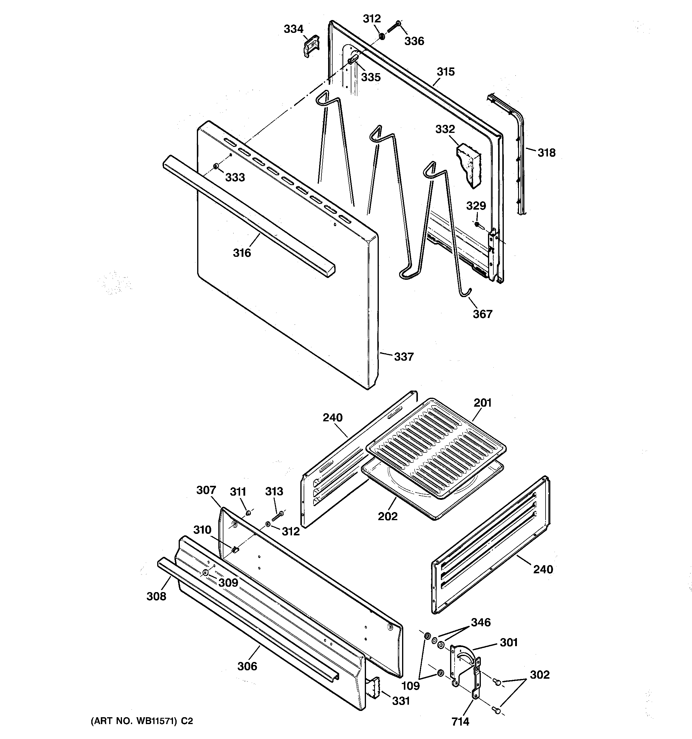 GE JGBS03PPA4AD door & drawer parts diagram