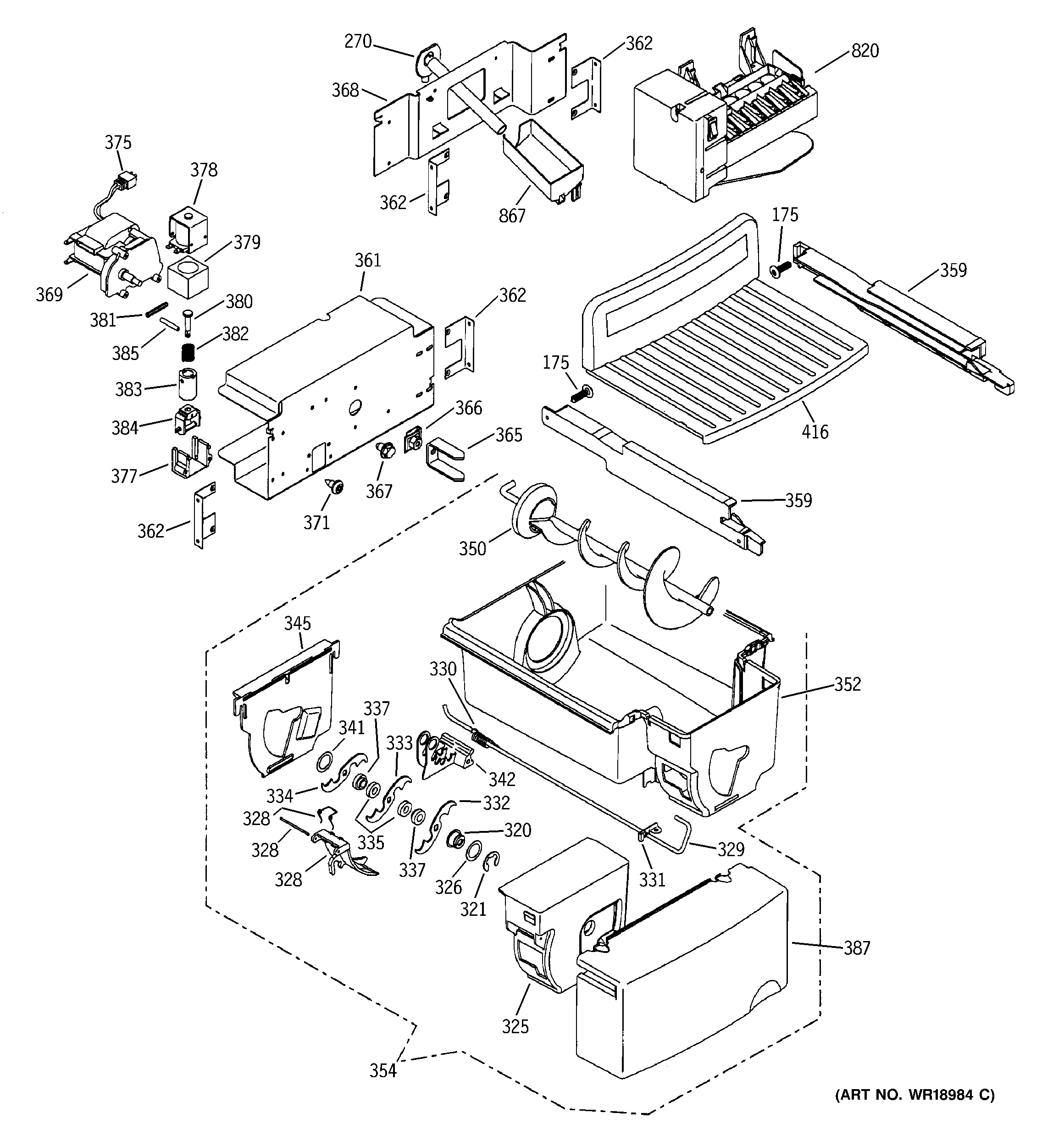 GE PSC23NGMDWW ice maker & dispenser diagram