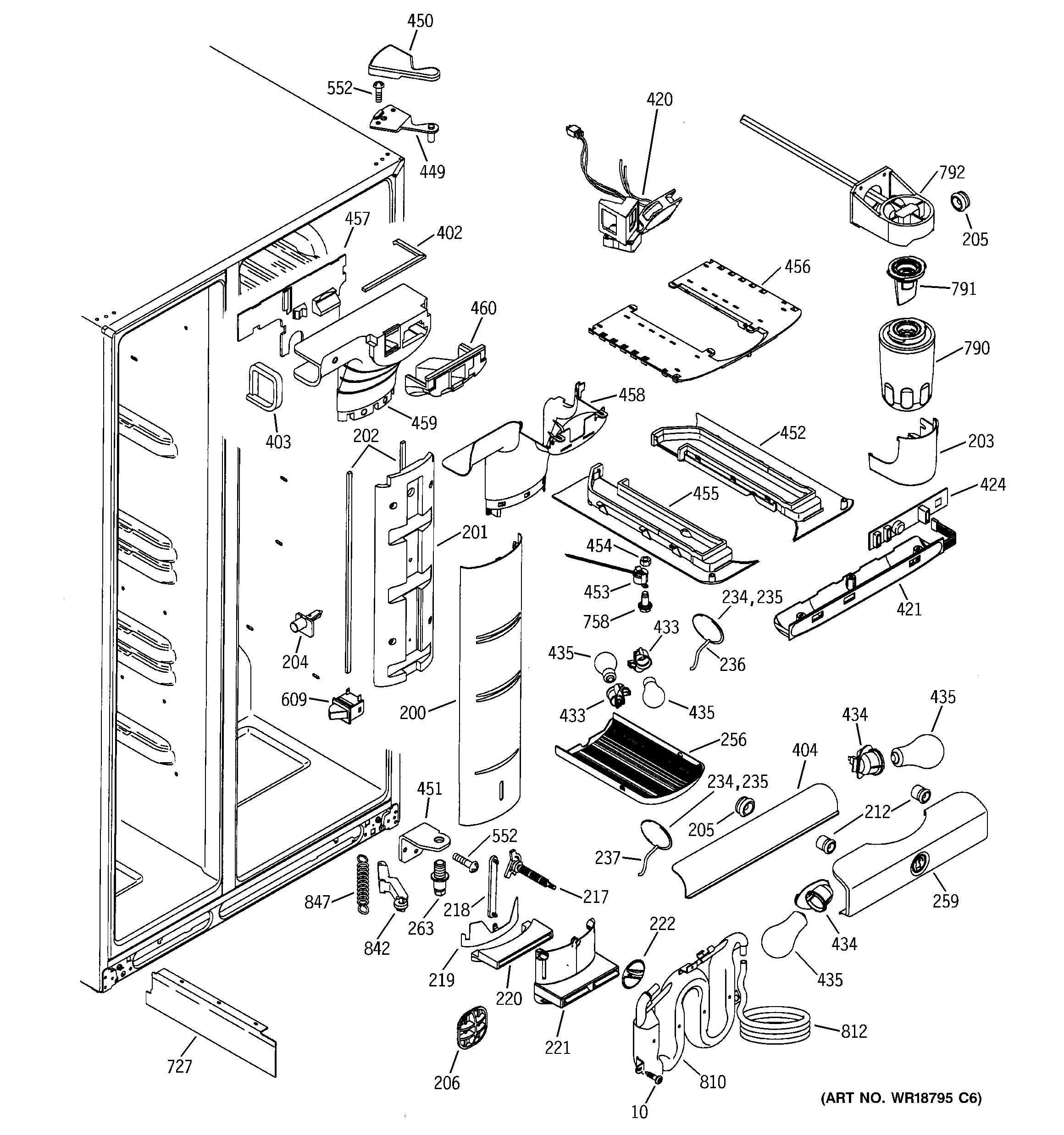 GE PSC23NGMDWW fresh food section diagram