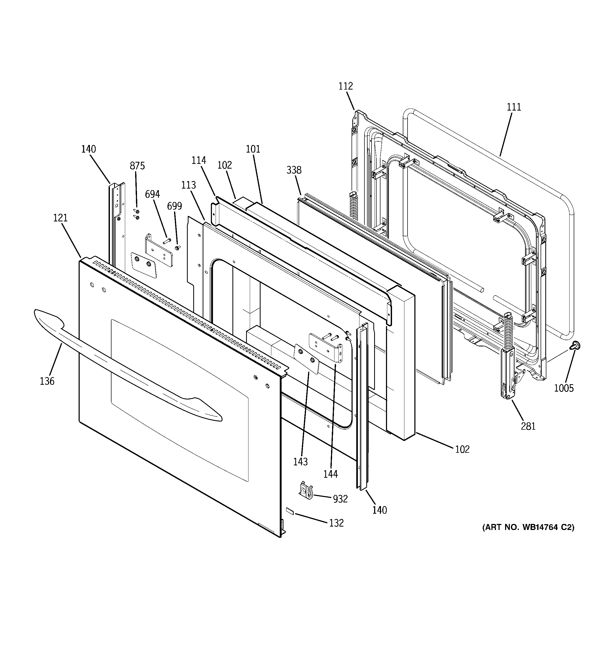 GE PB978TP2WW lower door diagram