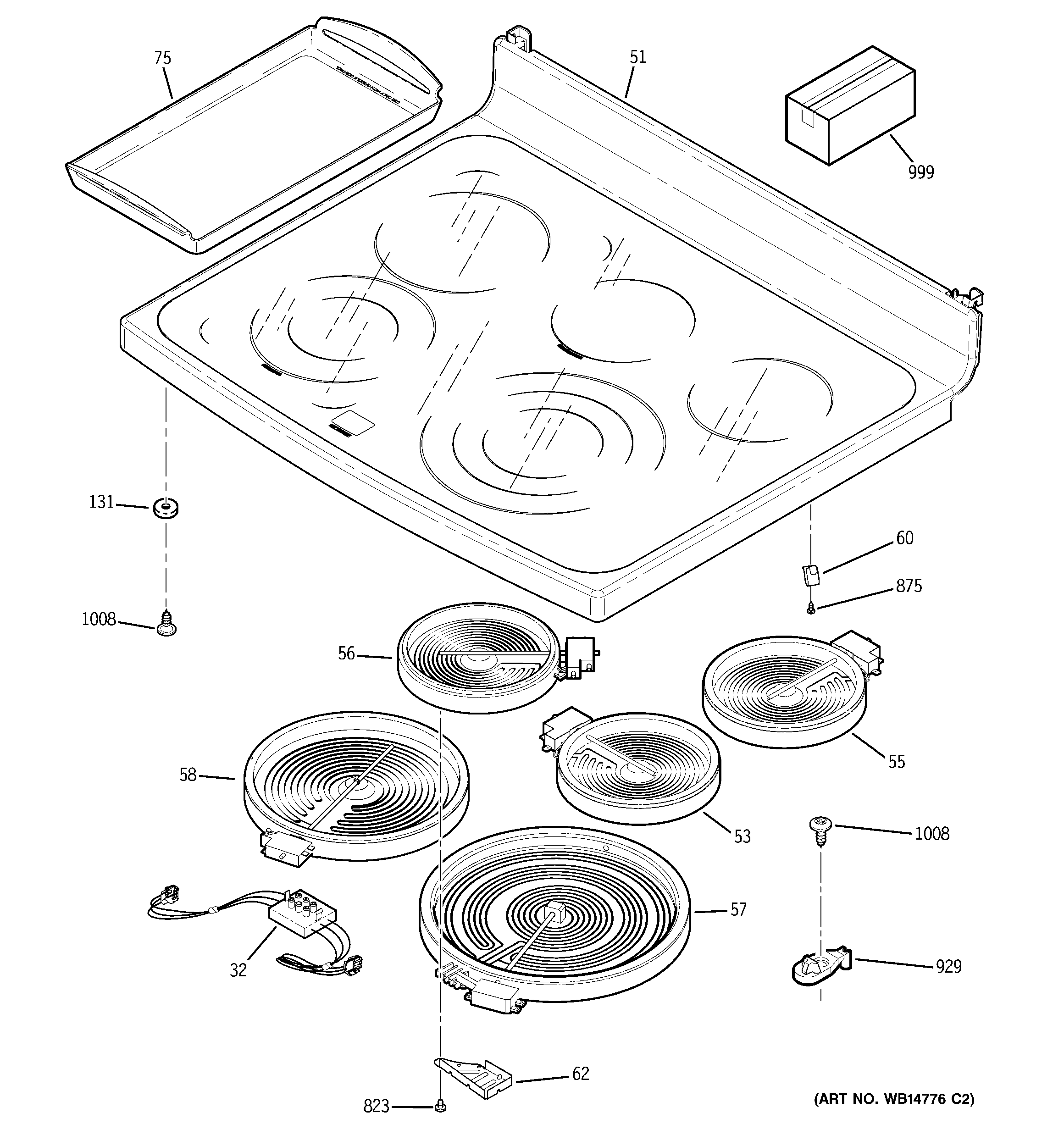 GE PB978SP3SS cooktop diagram