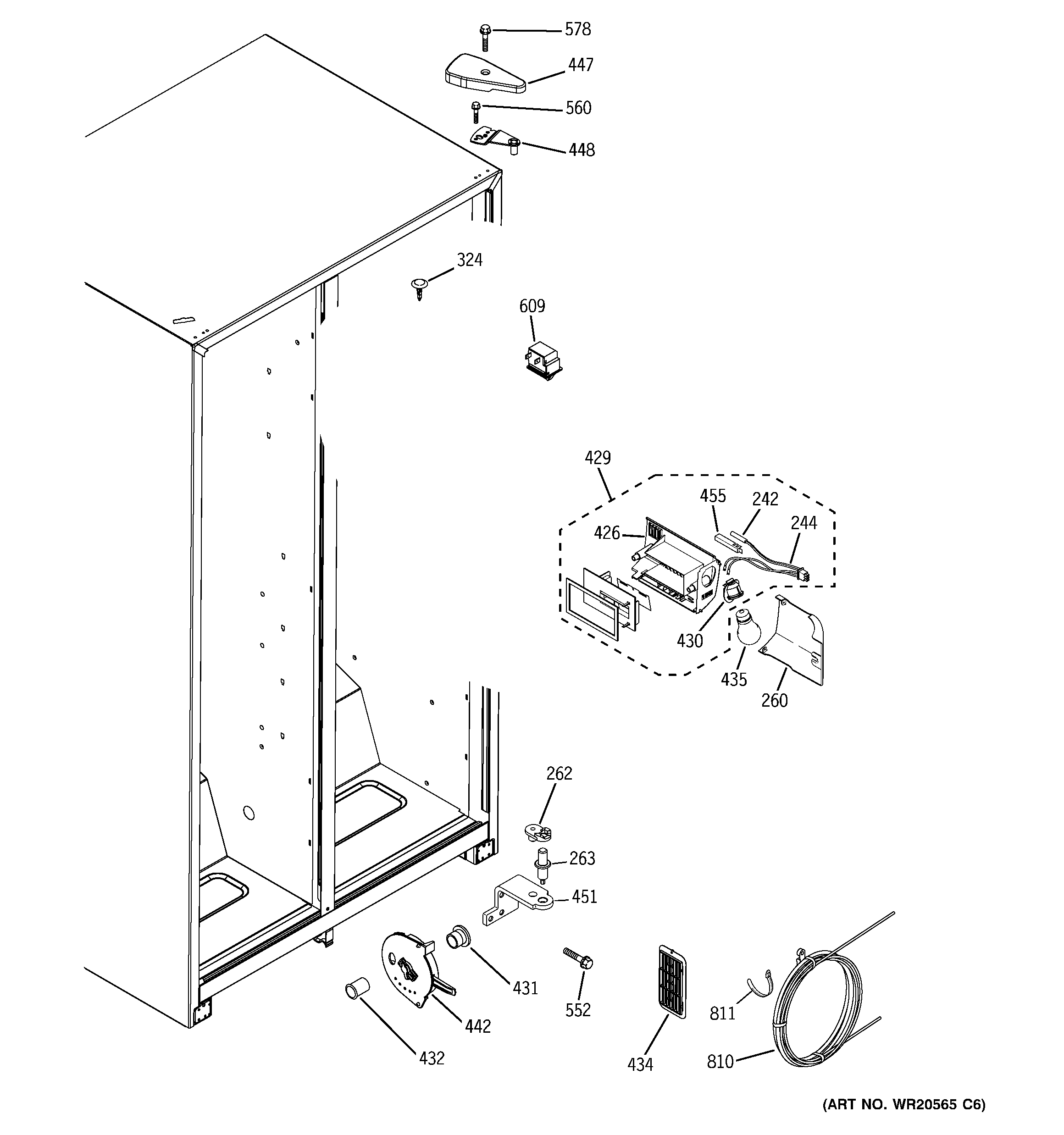 GE GSS20GEWNCC fresh food section diagram