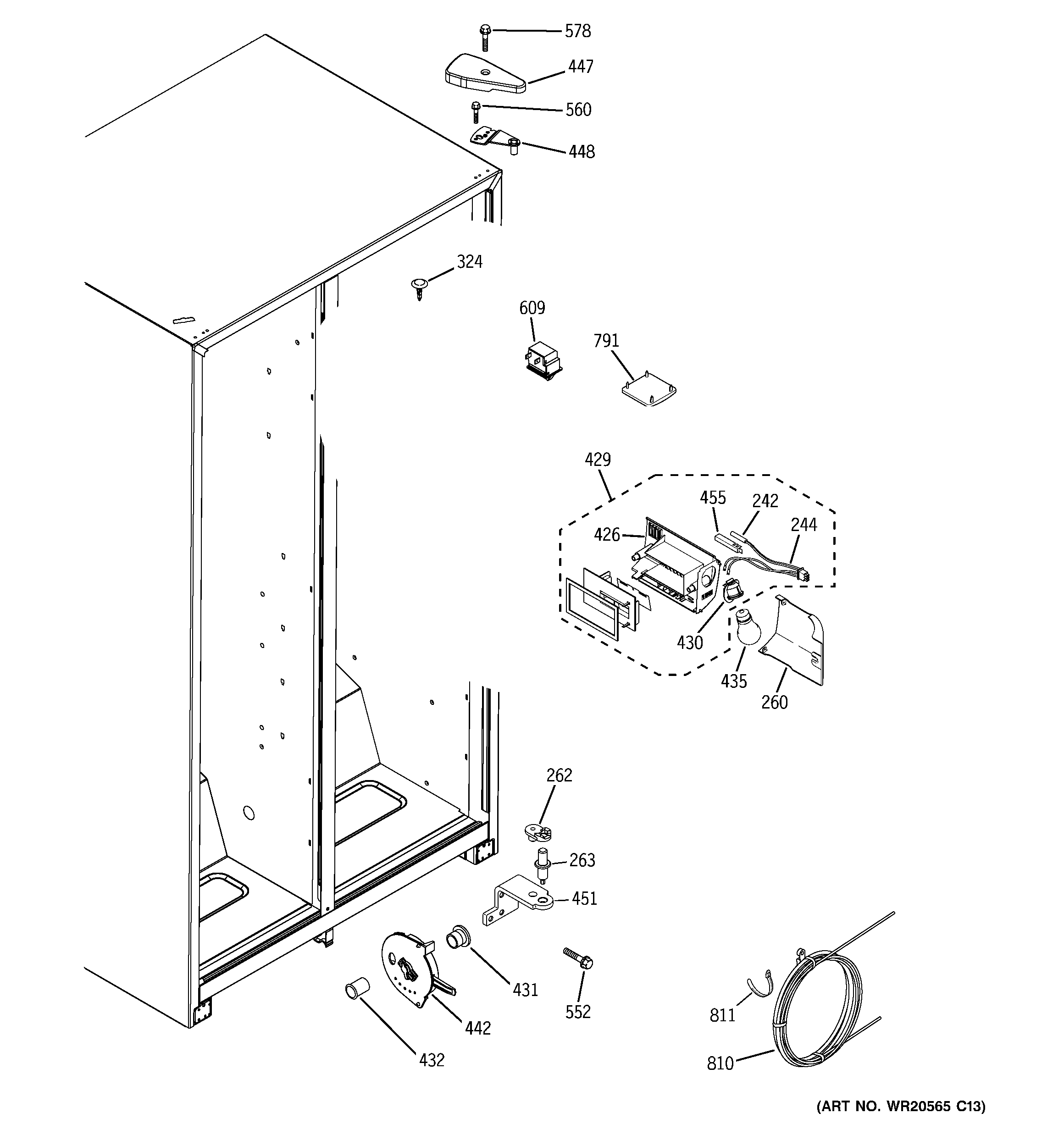 GE GSS22JETNCC fresh food section diagram