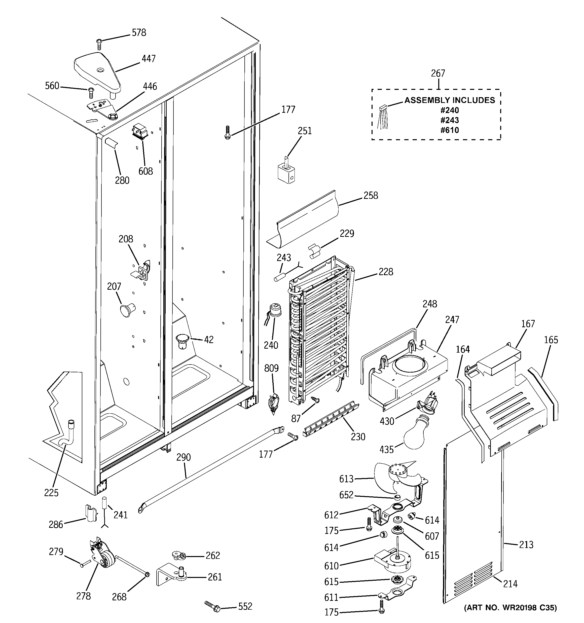 GE GSS20IETJWW freezer section diagram