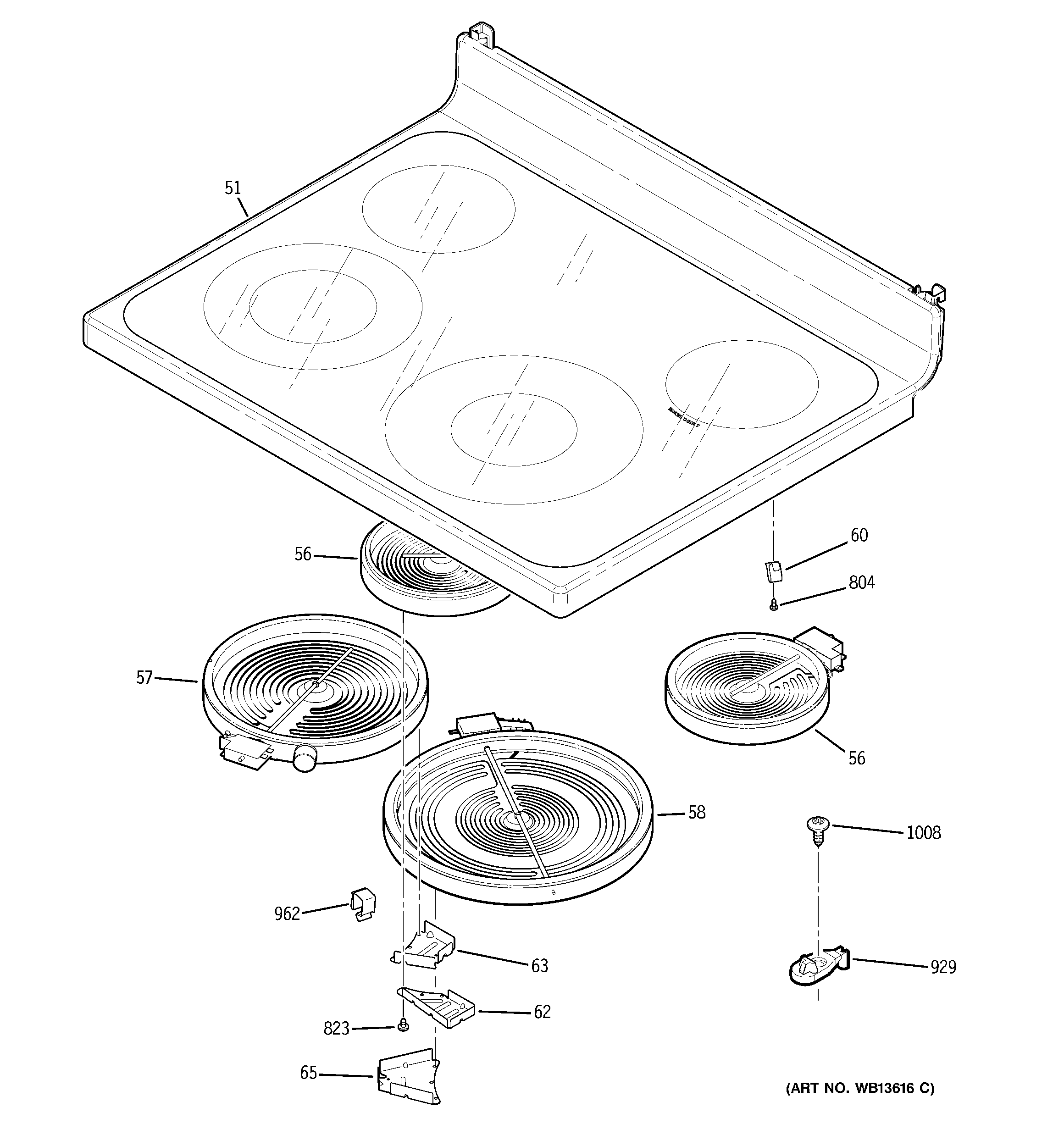 GE JB400DP1BB cooktop diagram
