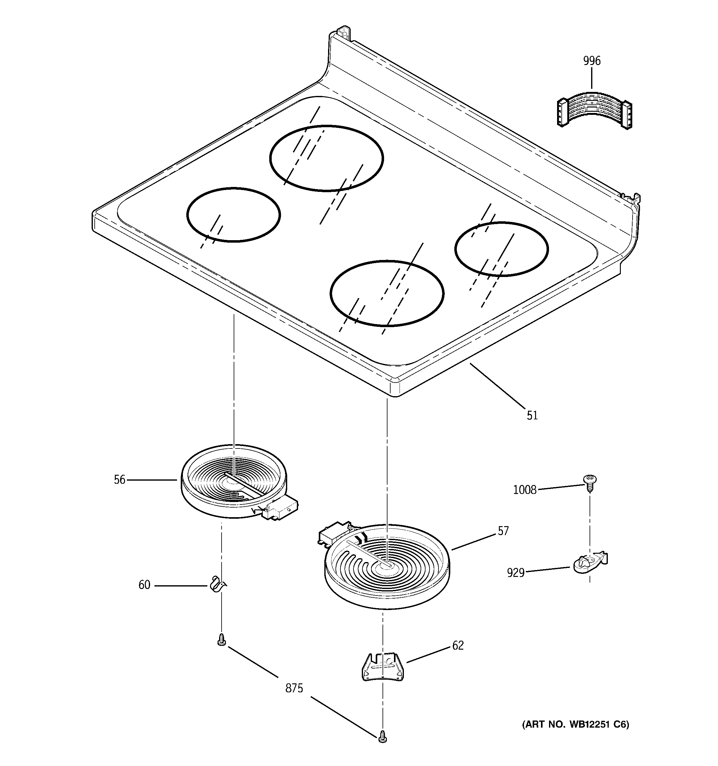 GE JBS55MM3BS cooktop diagram