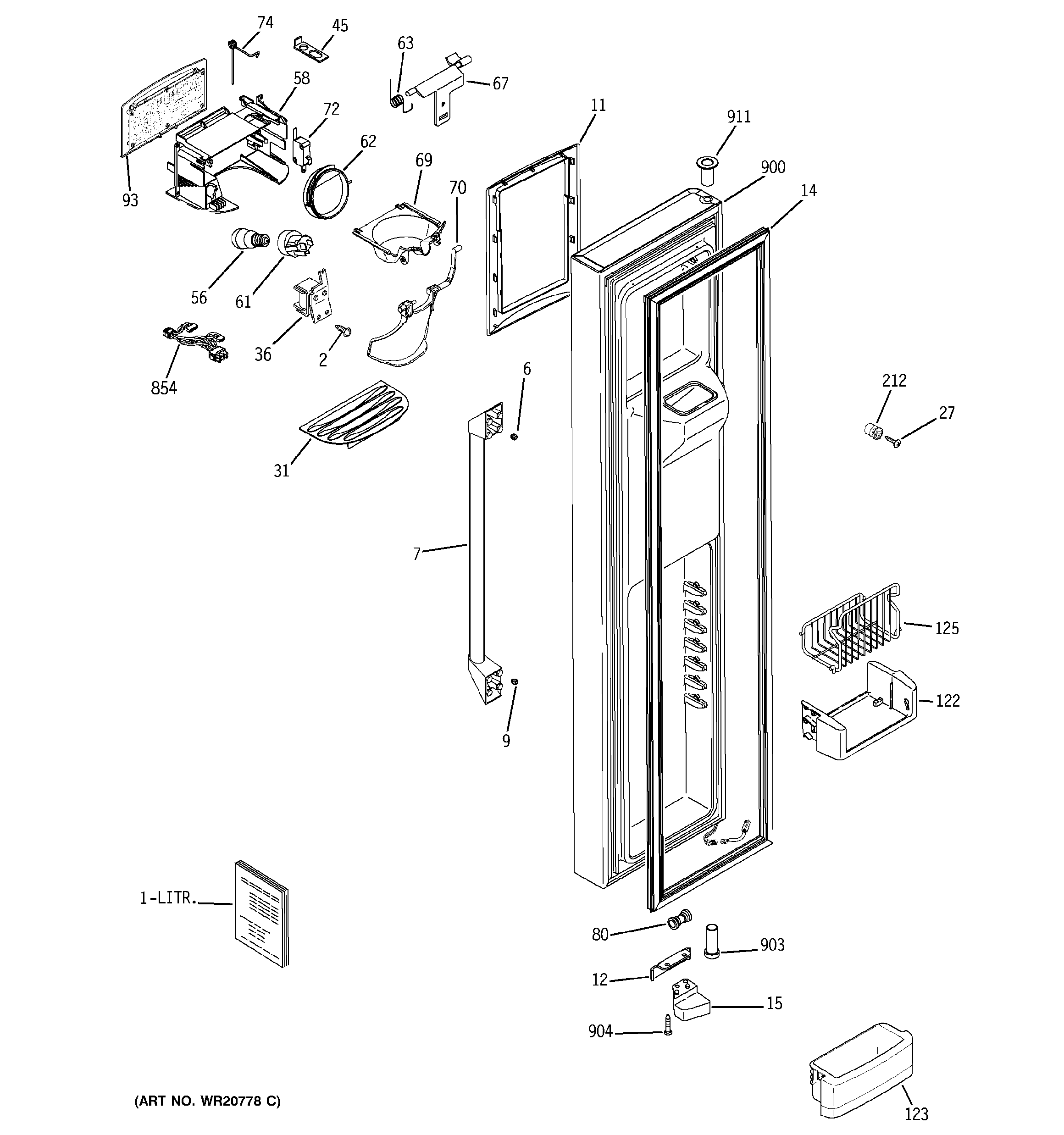GE CSHS6UGZBSS freezer door diagram