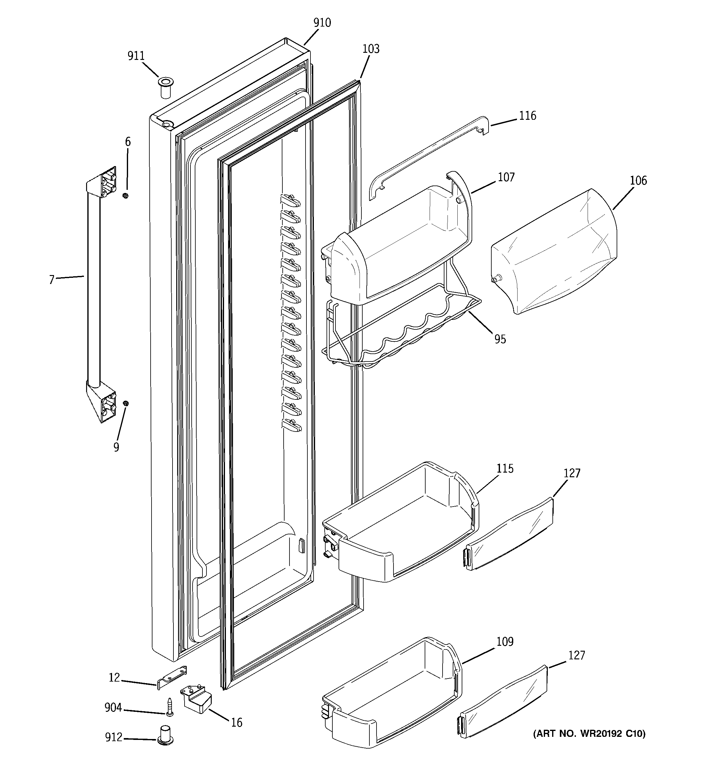 GE CSHS6UGZBSS fresh food door diagram