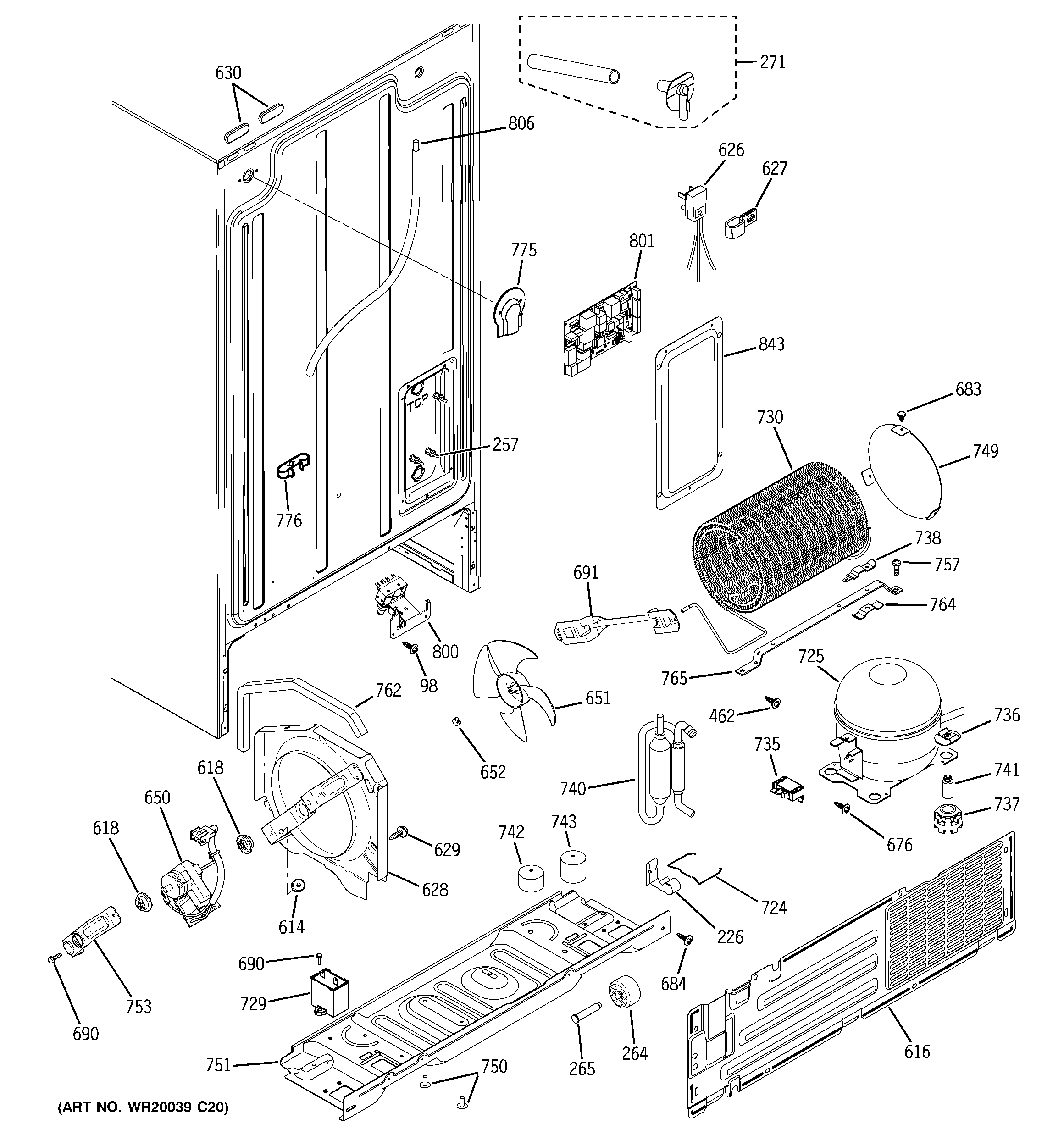 GE GSL22JFXKLB sealed system & mother board diagram