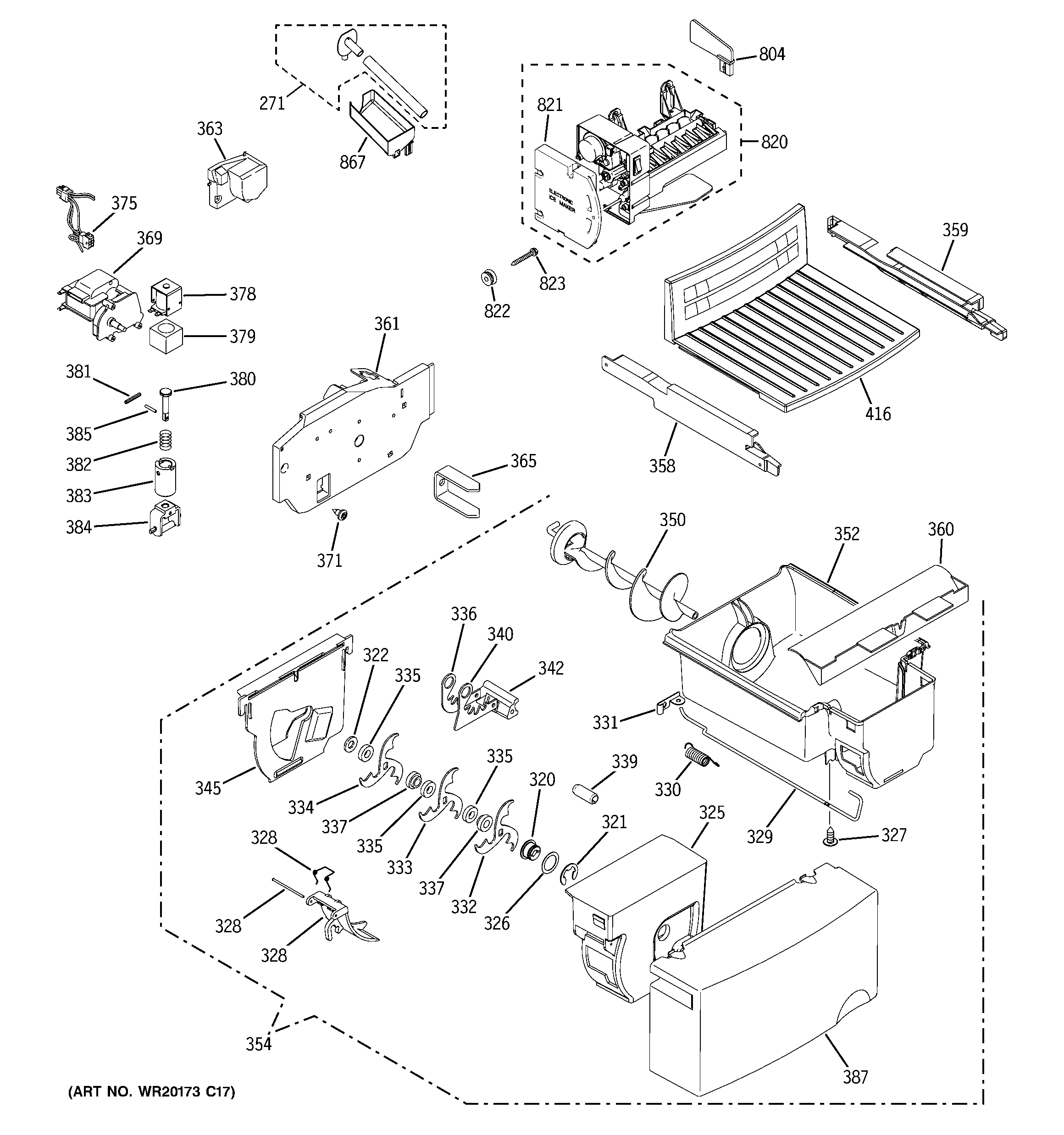 GE GSL25JFXJLB ice maker & dispenser diagram