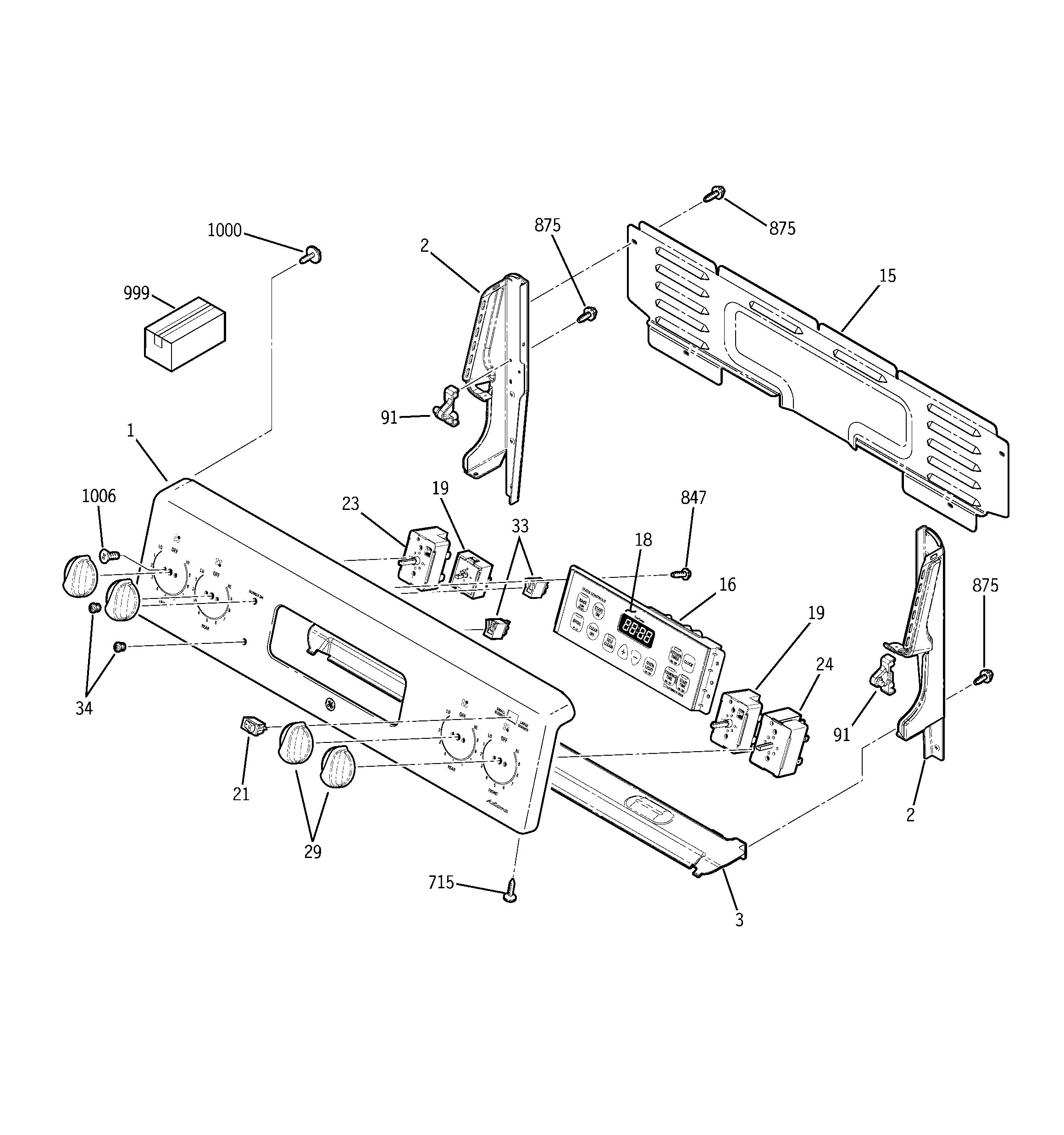 GE JB400SP2SS control panel diagram