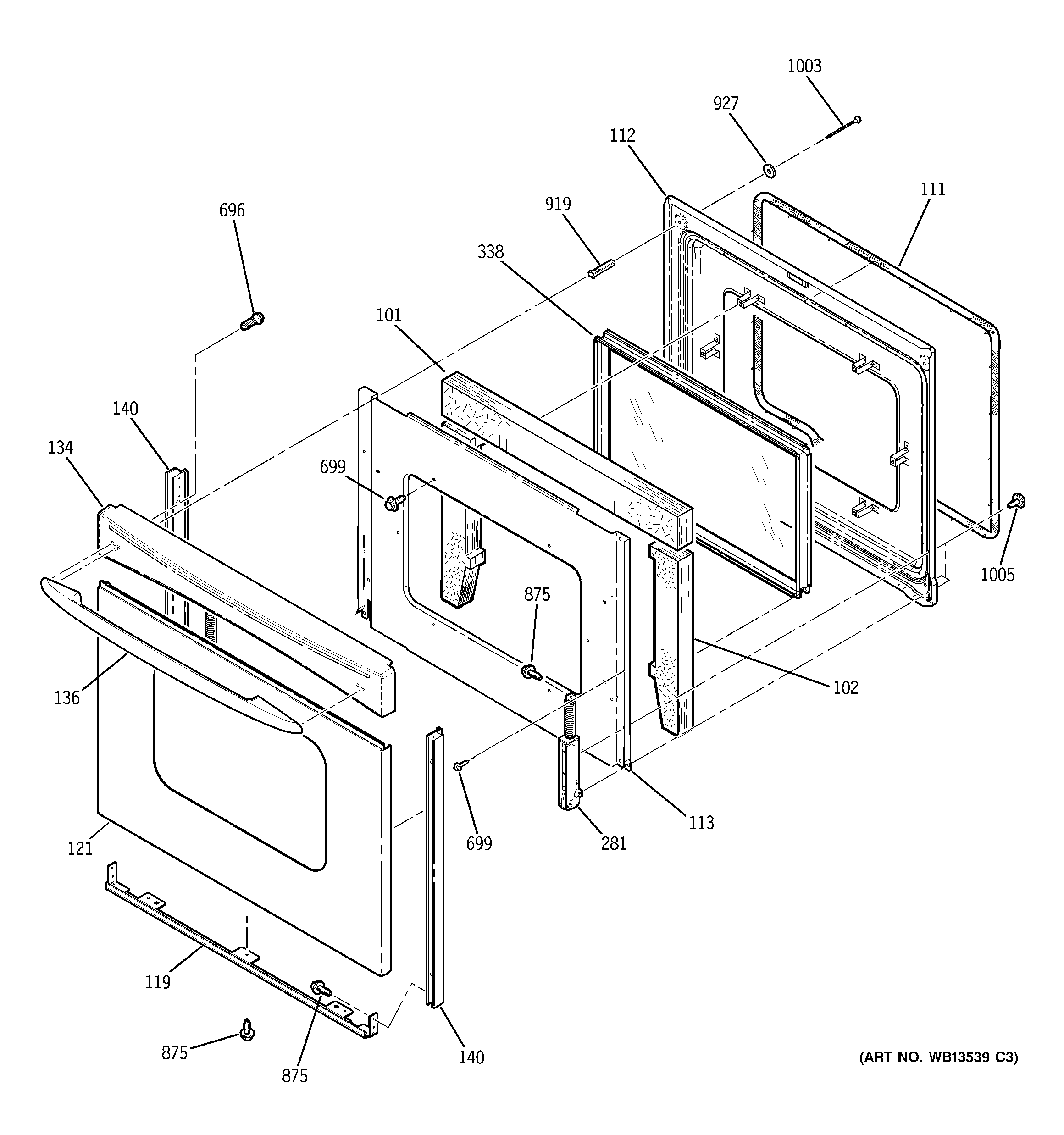 GE JB400SP2SS door diagram
