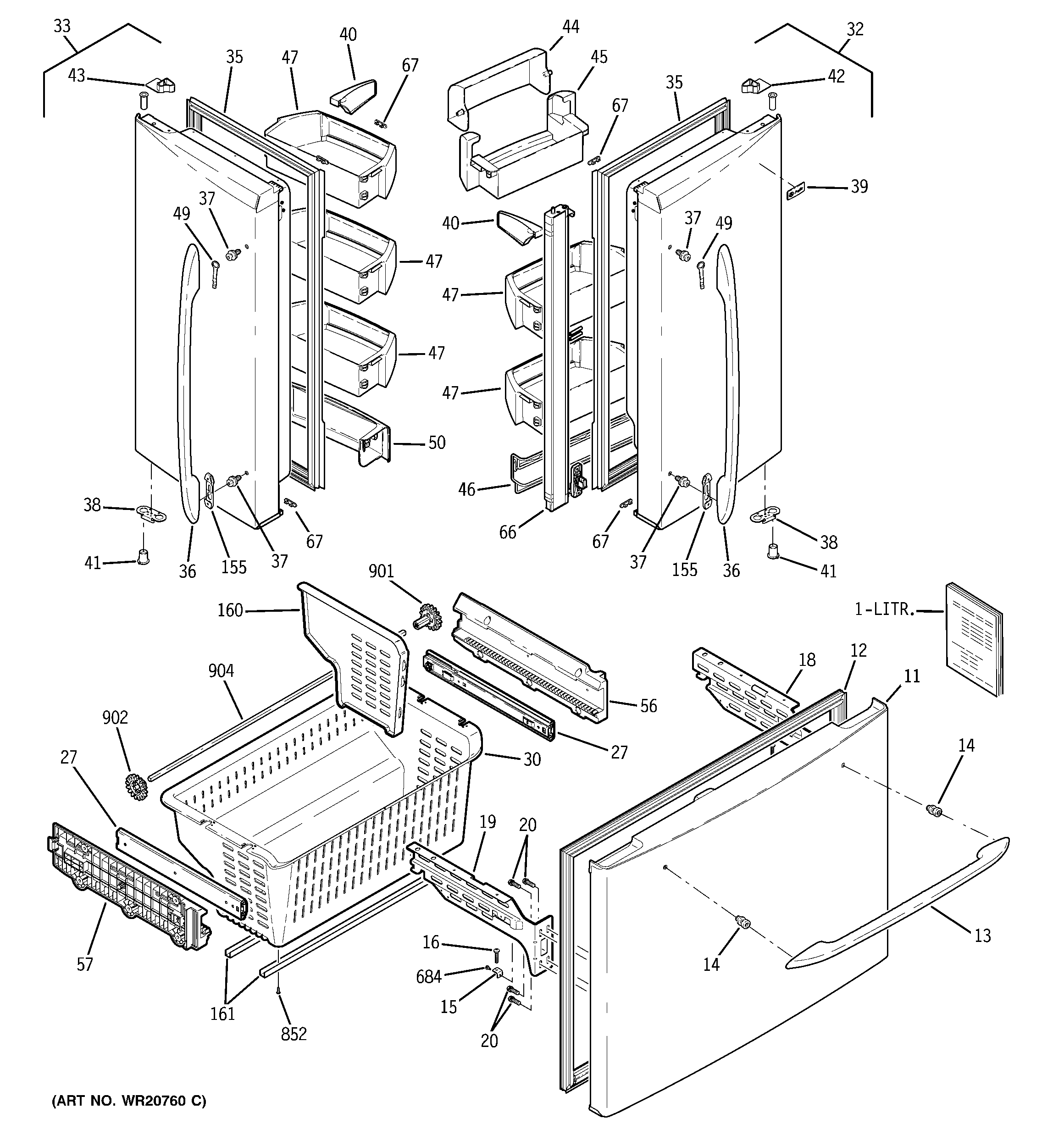 GE PFSF5NFZABB doors diagram