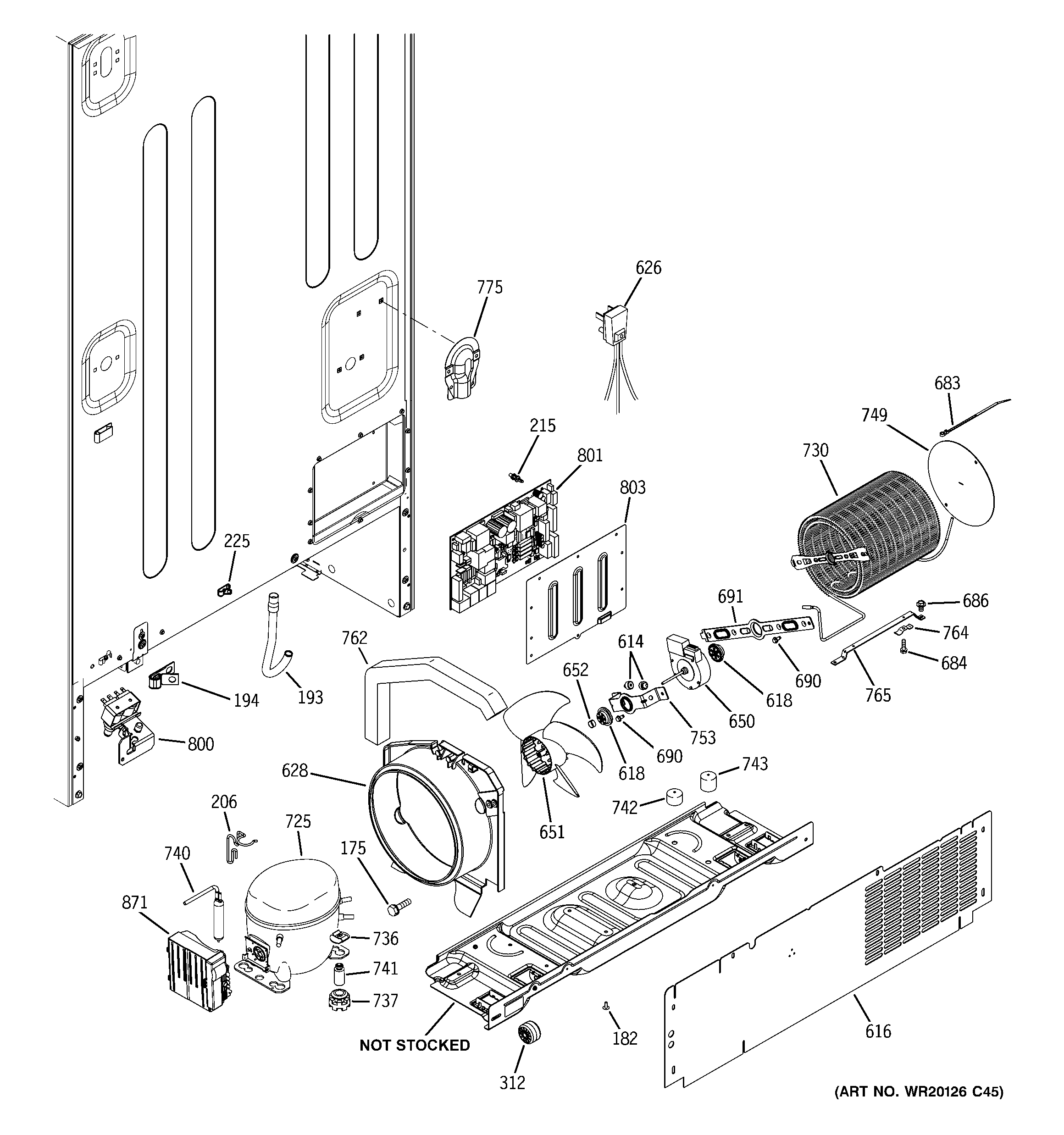 GE PFSF5NFZABB machine compartment diagram