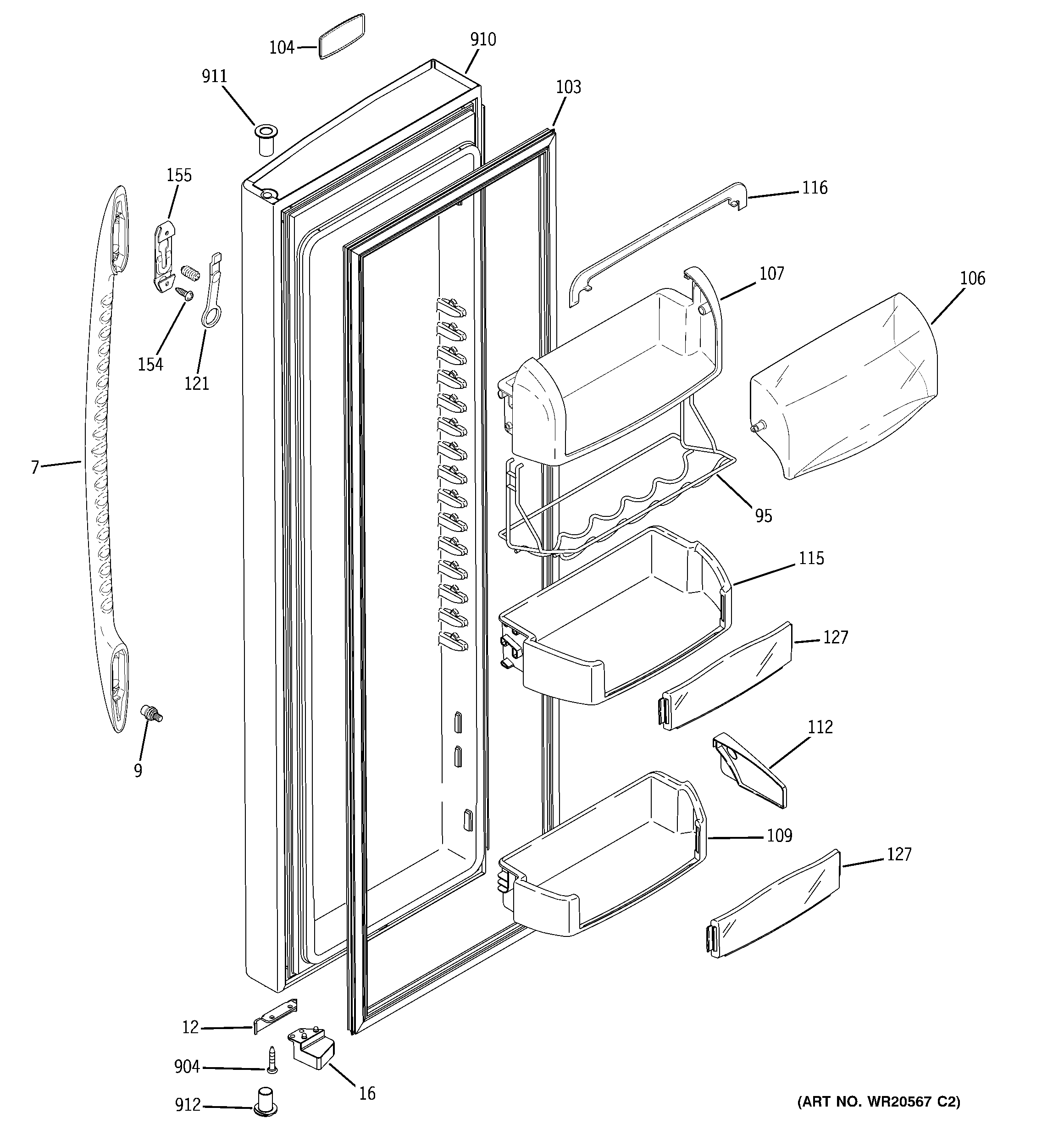 GE PSSF3RGZBWW fresh food door diagram