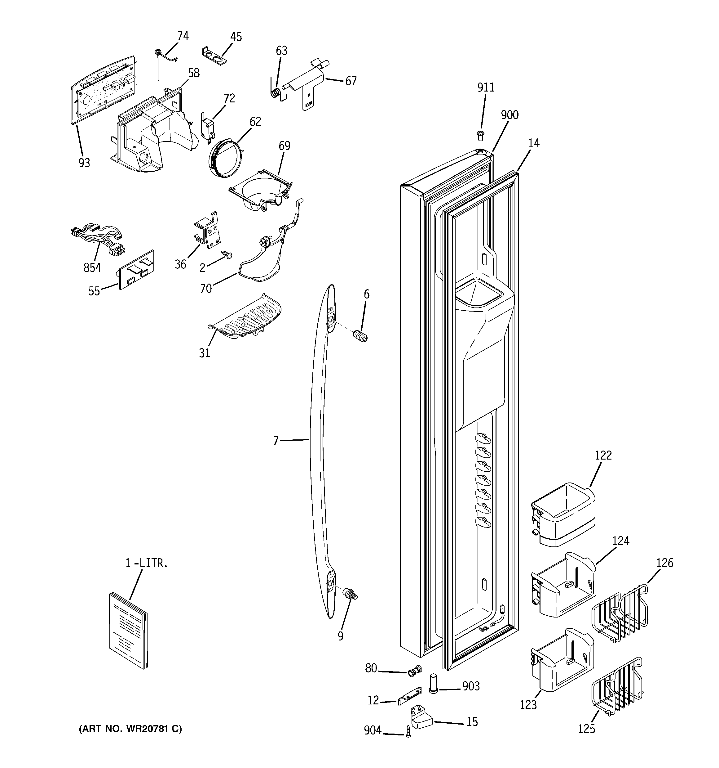 GE PSSS3RGZBSS freezer door diagram