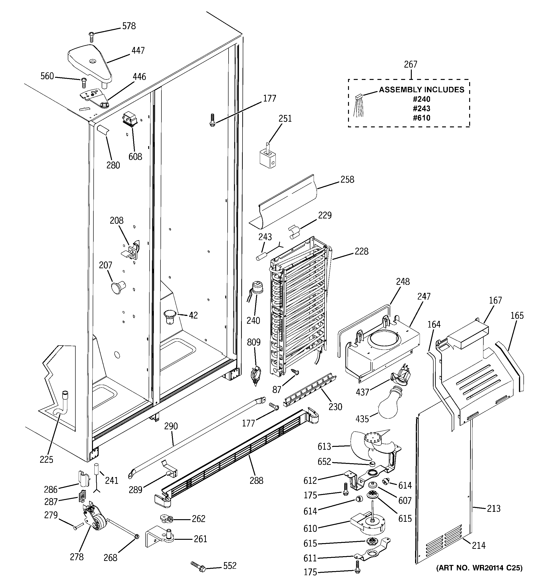 GE GSE20JEZBFBB freezer section diagram