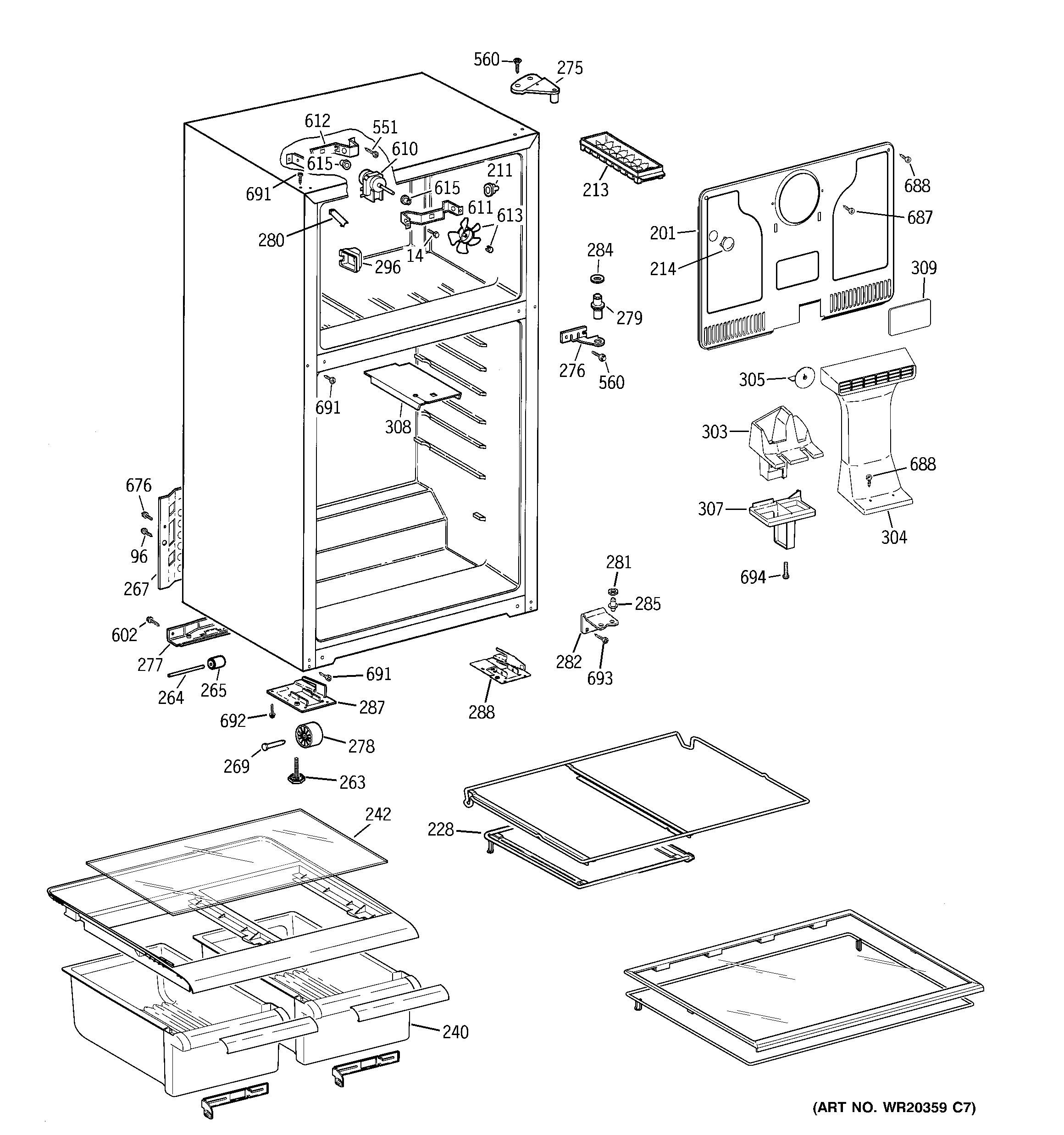 Hotpoint HTR17DBSHRBB cabinet diagram