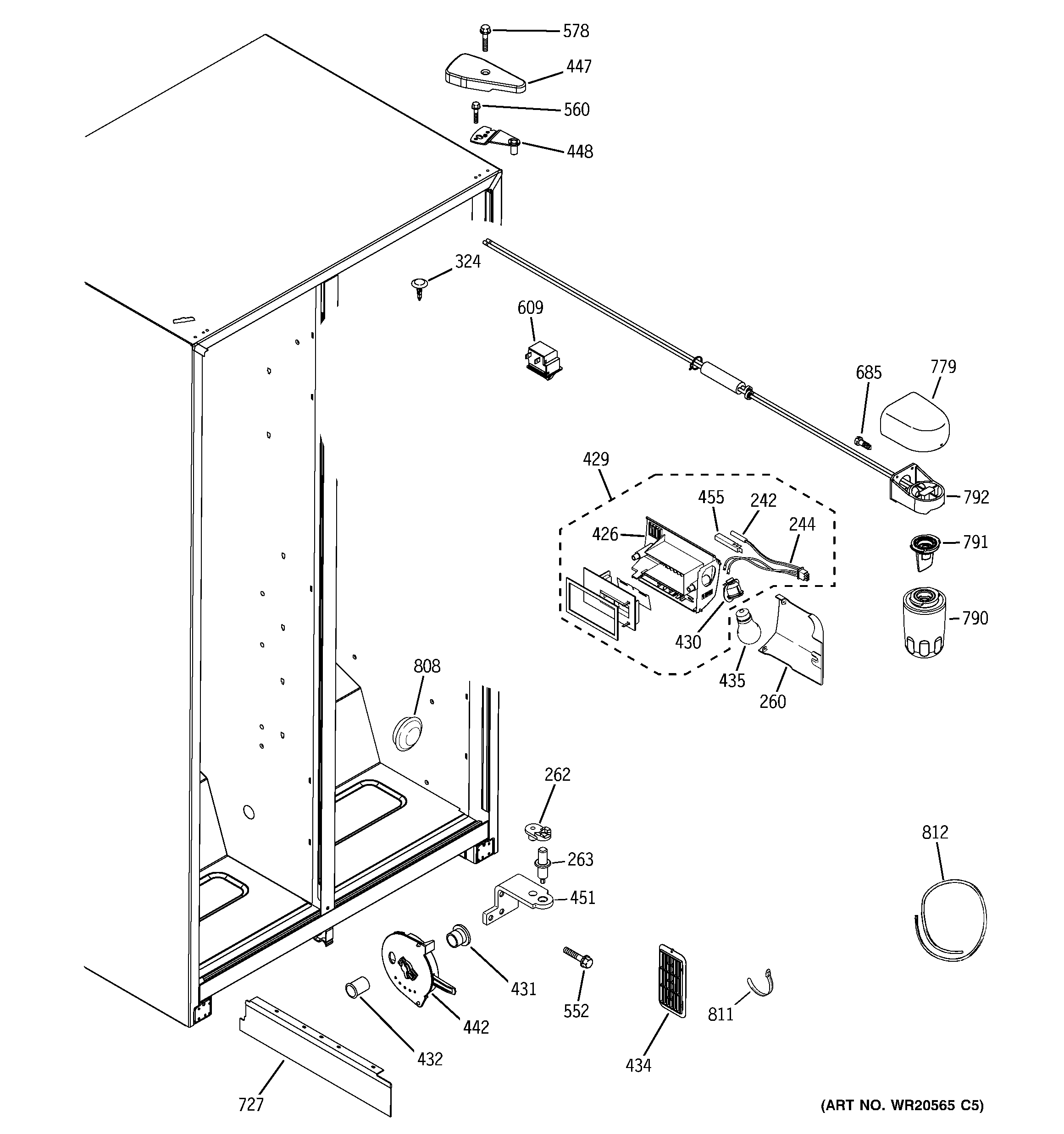 Hotpoint HSS22GFTJWW fresh food section diagram