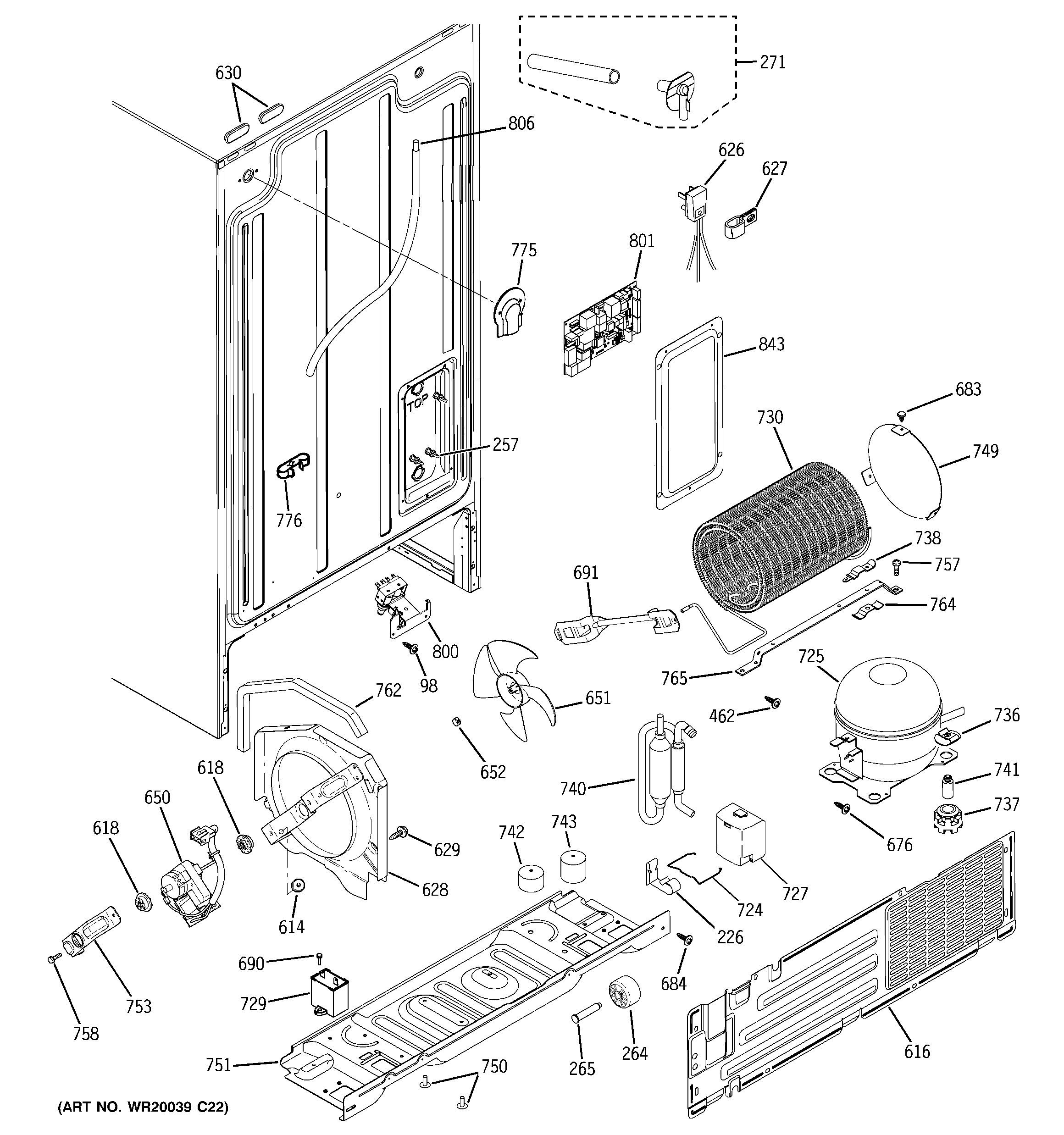 Hotpoint HSS22GFTJWW sealed system & mother board diagram