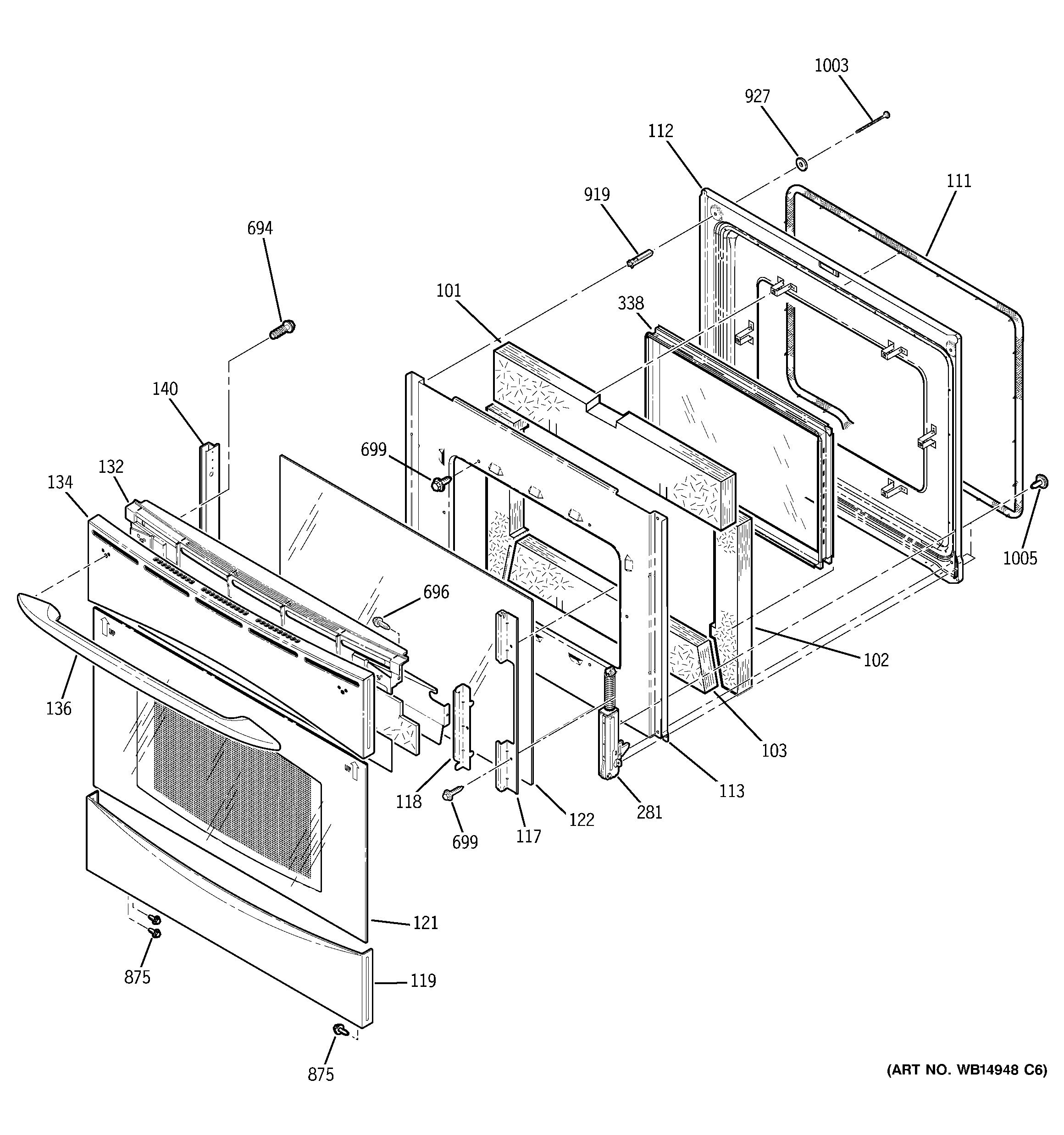 GE PB969DP2BB door diagram