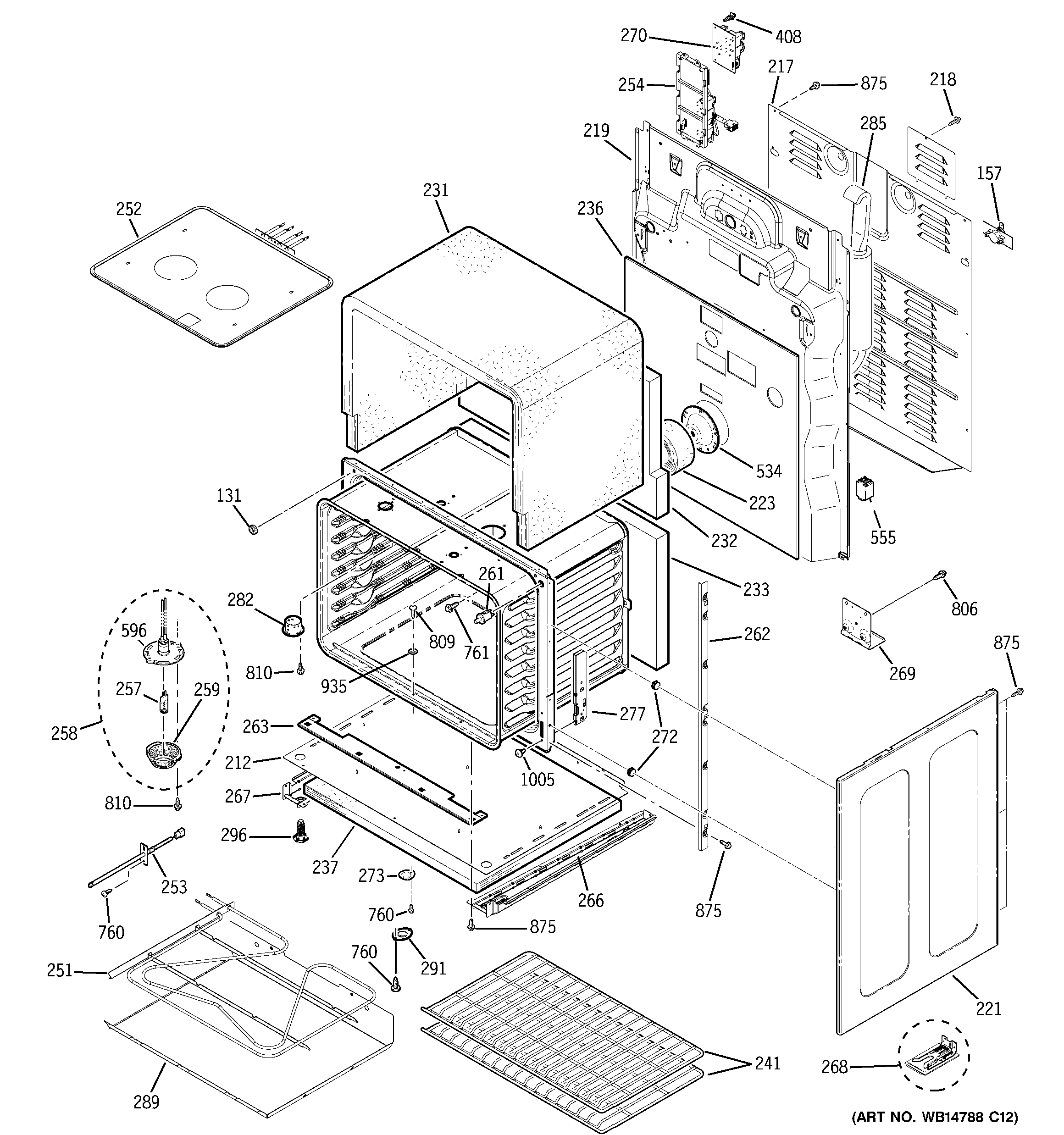 GE PB970TP3WW lower oven diagram