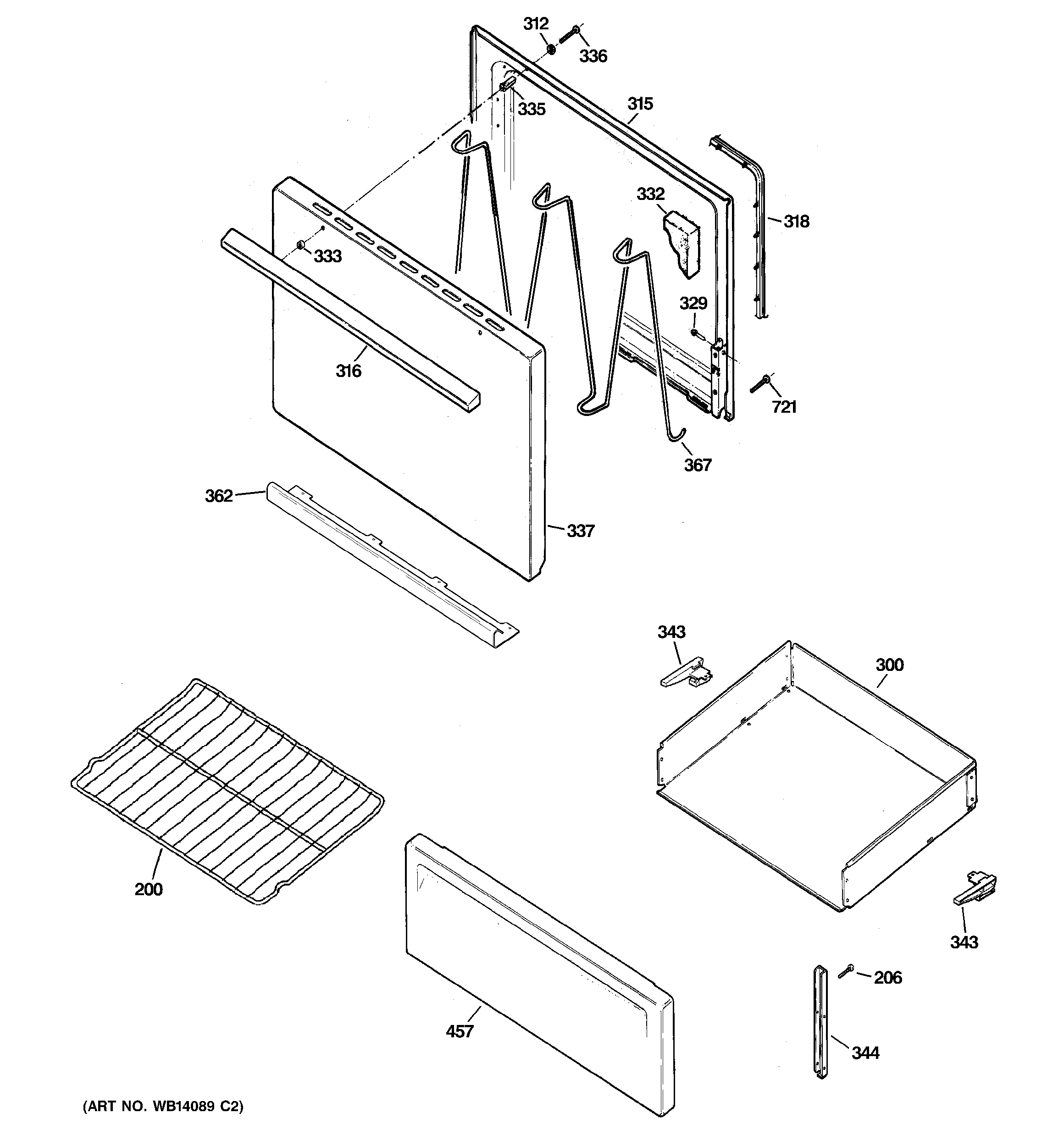 GE JBS03M3WH door & drawer parts diagram