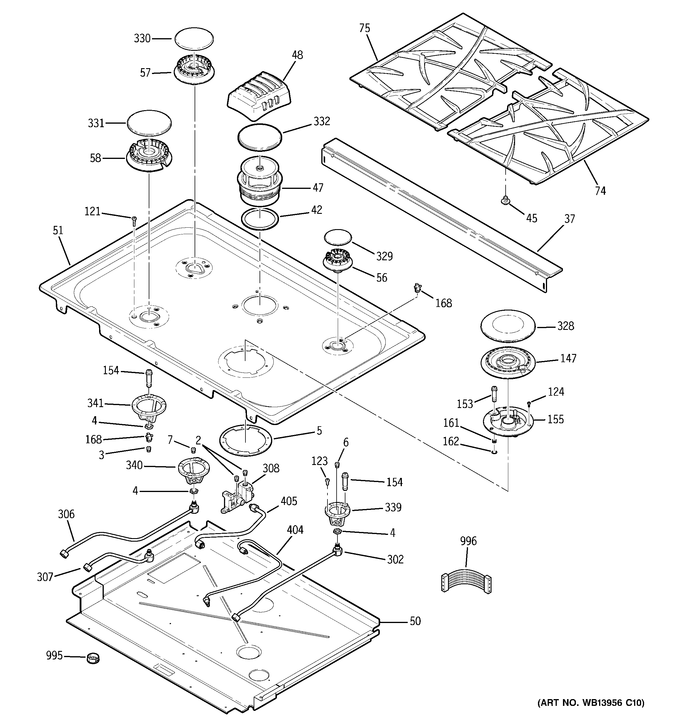 GE PGS975SEP2SS cooktop diagram