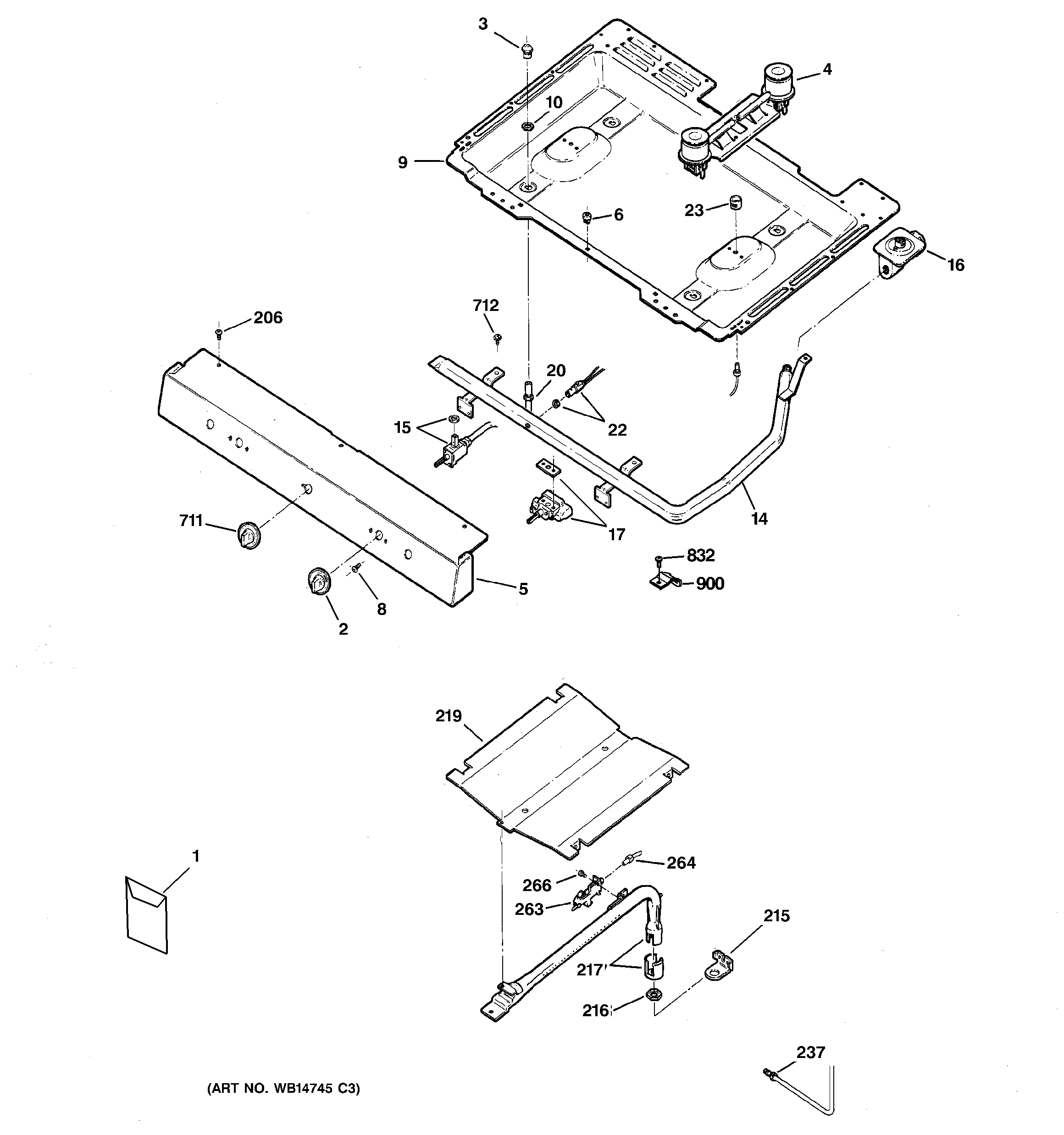 Hotpoint RGB523PPH7WH gas & burner parts diagram