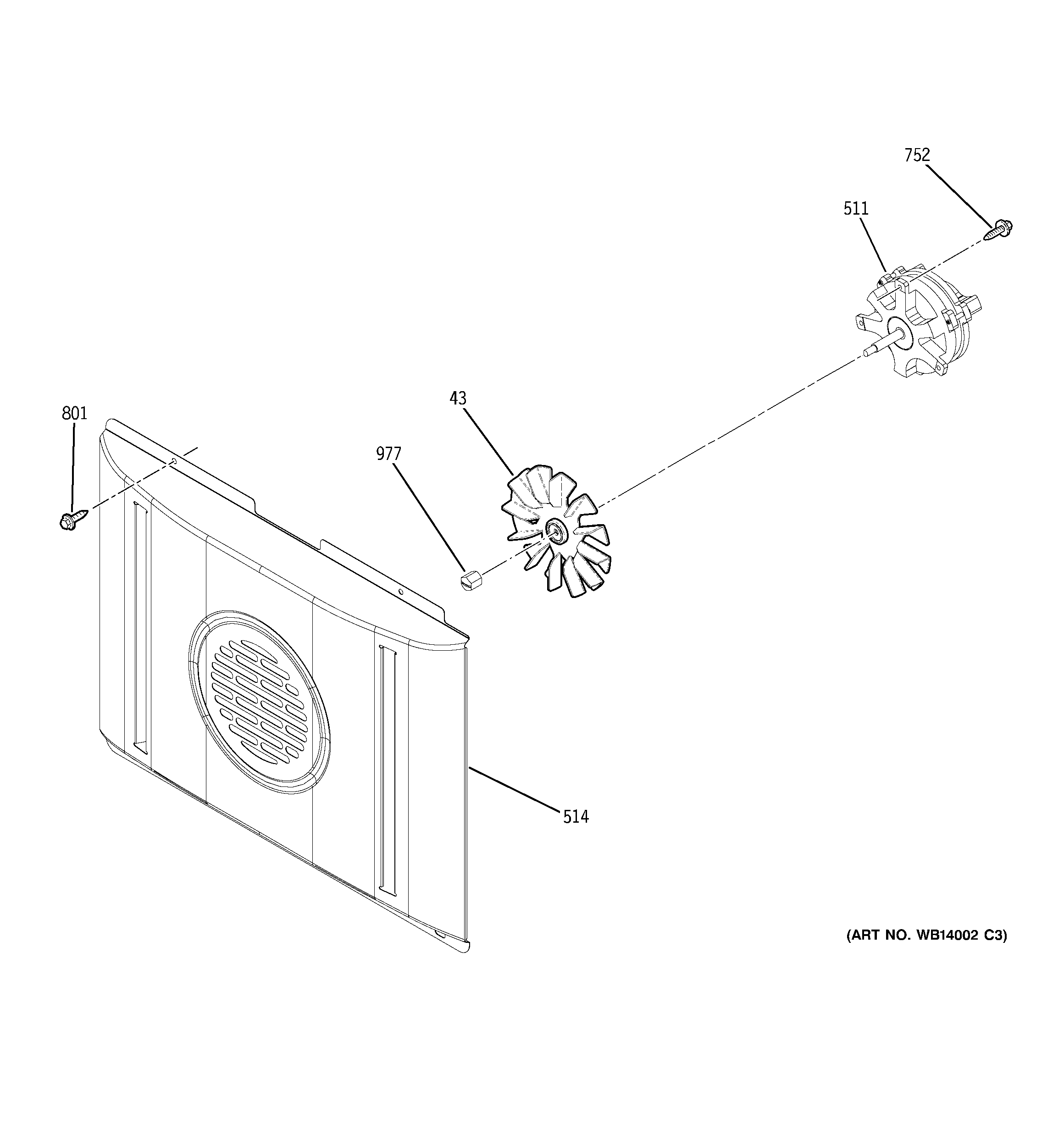 GE JB870SR1SS convection fan diagram