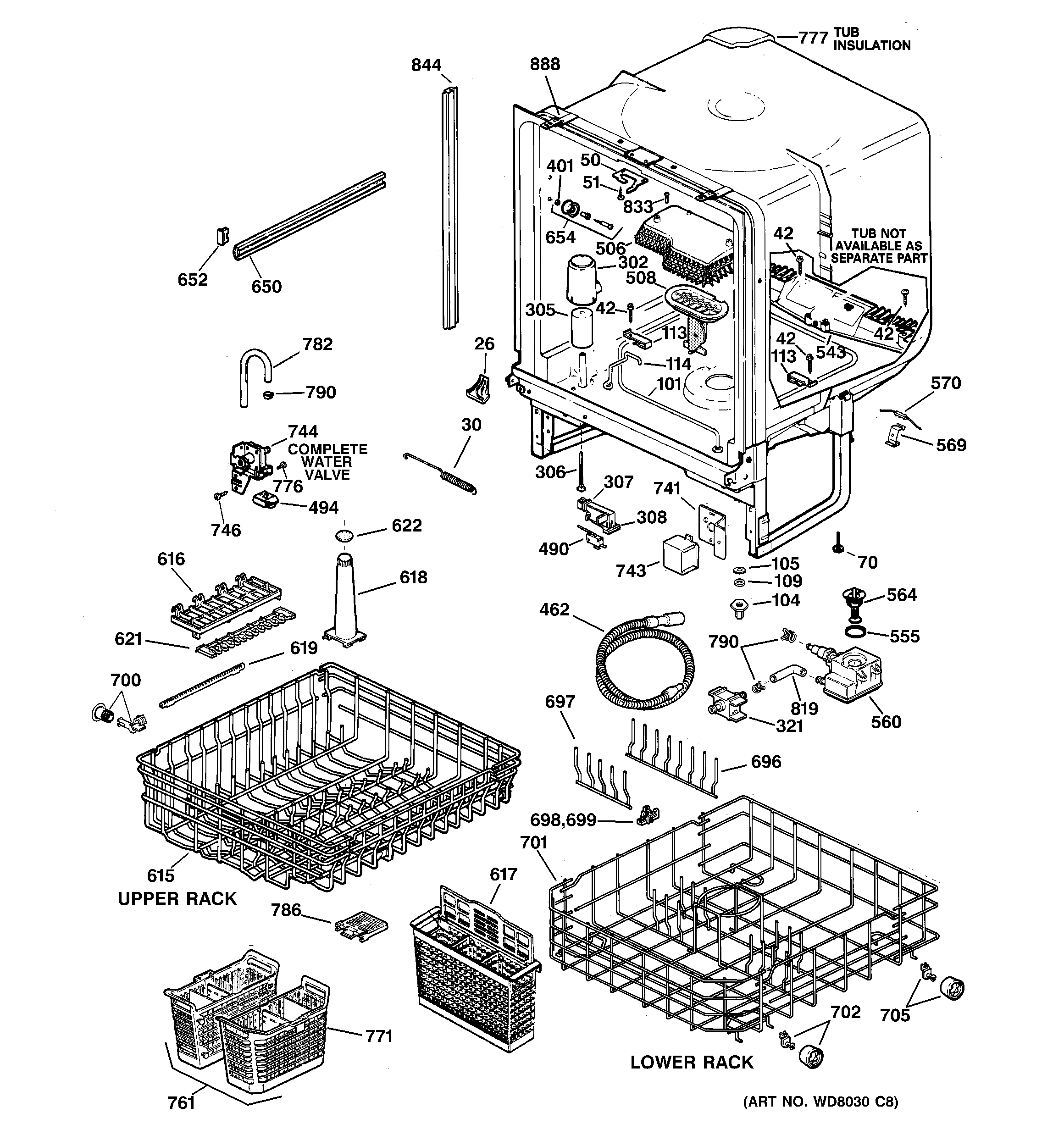 GE GSD4930Z02WW body parts diagram