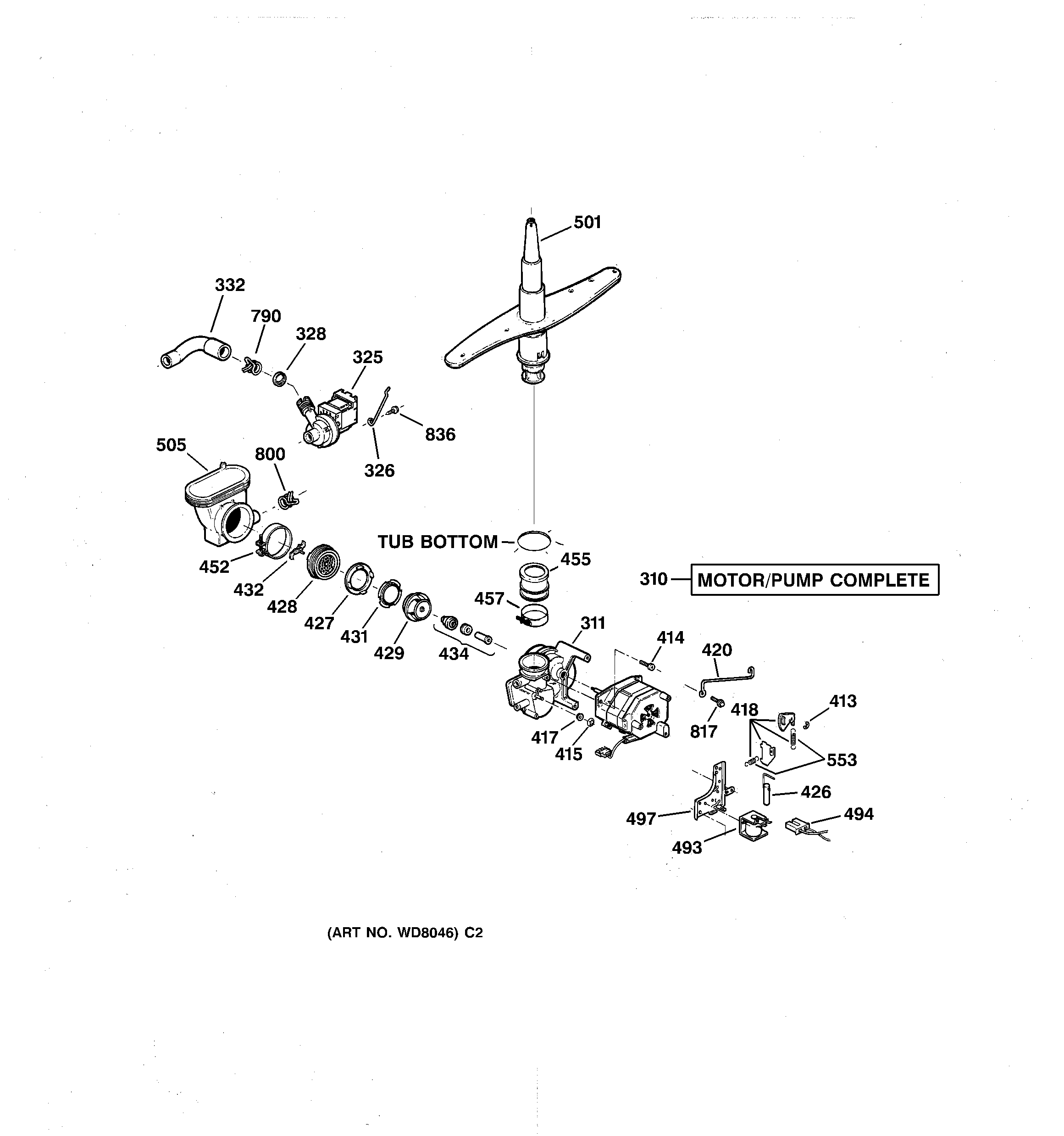 GE GSD4930Z02WW motor-pump mechanism diagram