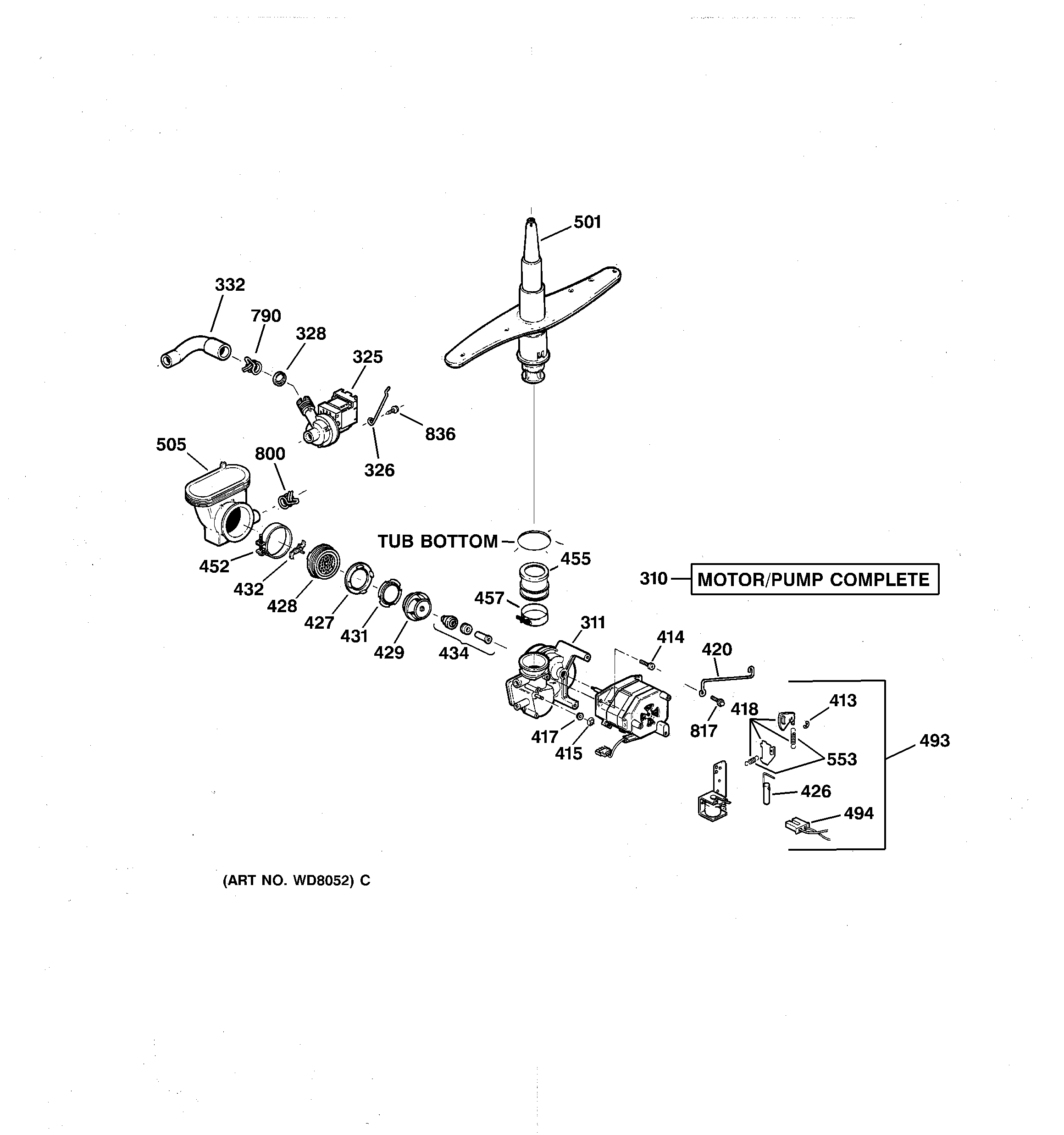GE GSD4940Z04SS motor-pump mechanism diagram