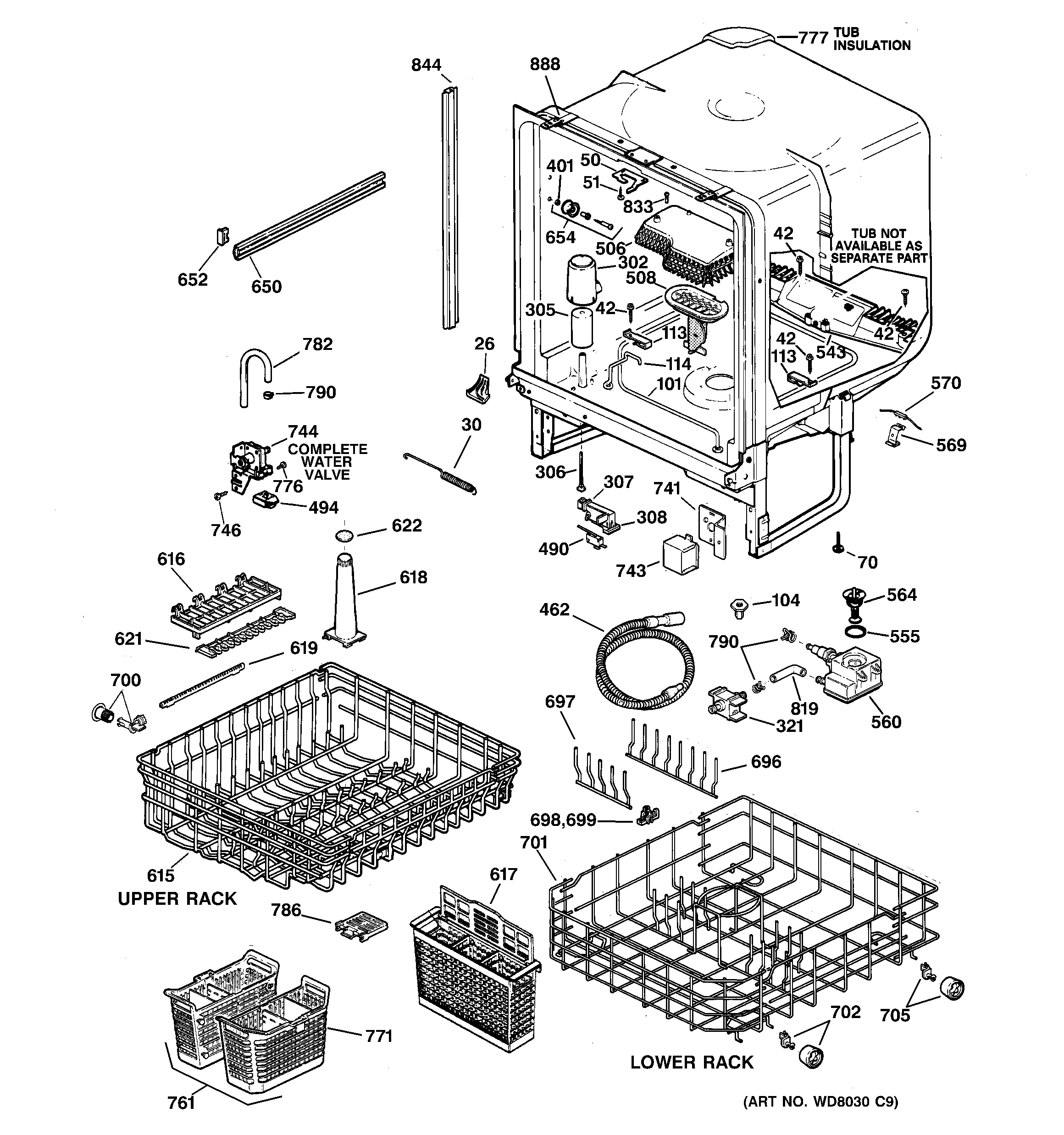 GE GSD4940C02SS body parts diagram