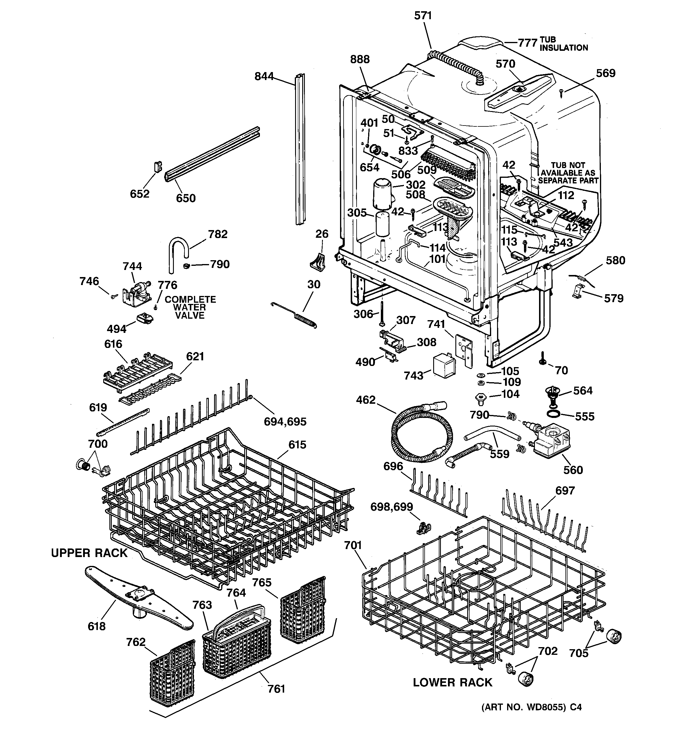 GE GSD5910D01AA body parts diagram