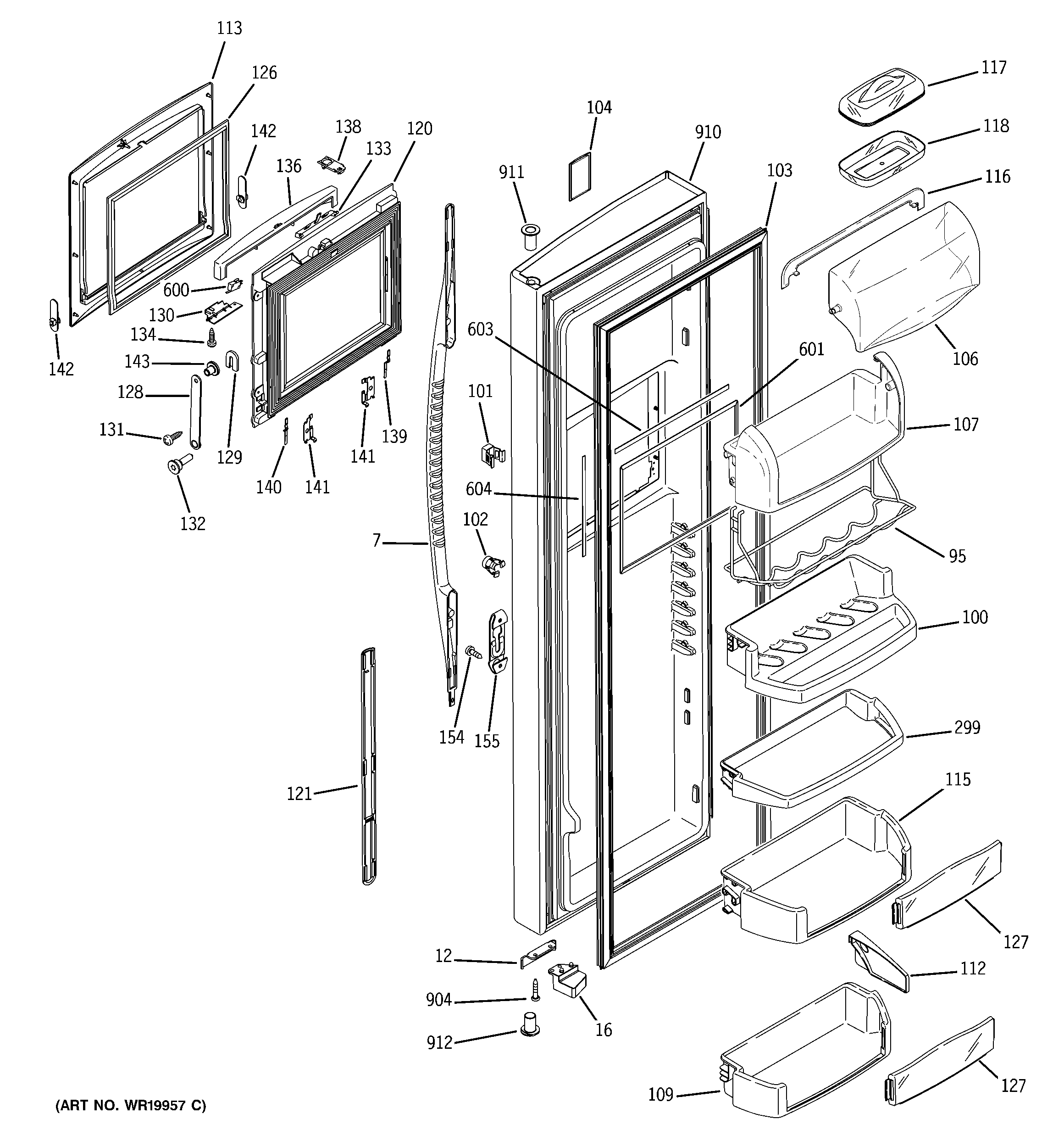 GE PSK27MHSBCCC fresh food door diagram