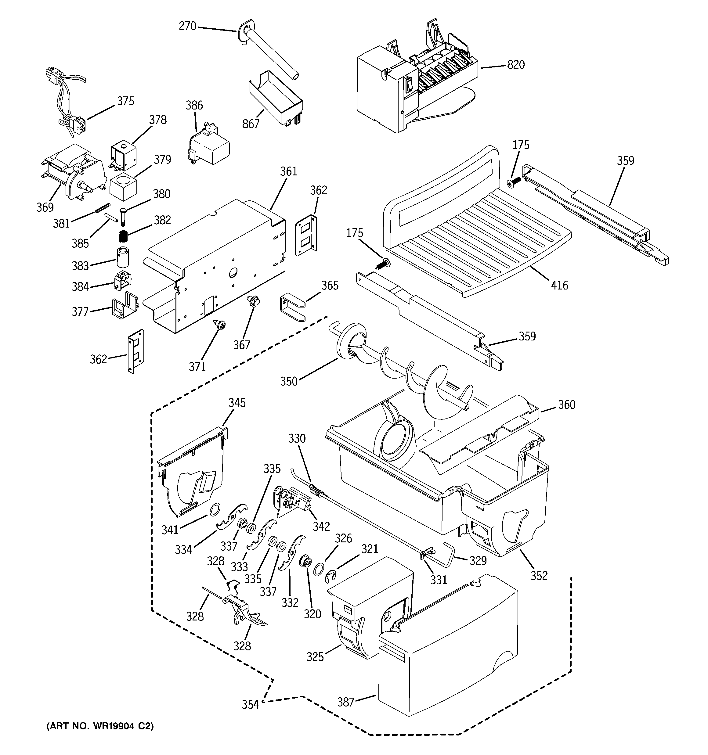 GE PSK27MHSBCCC ice maker & dispenser diagram