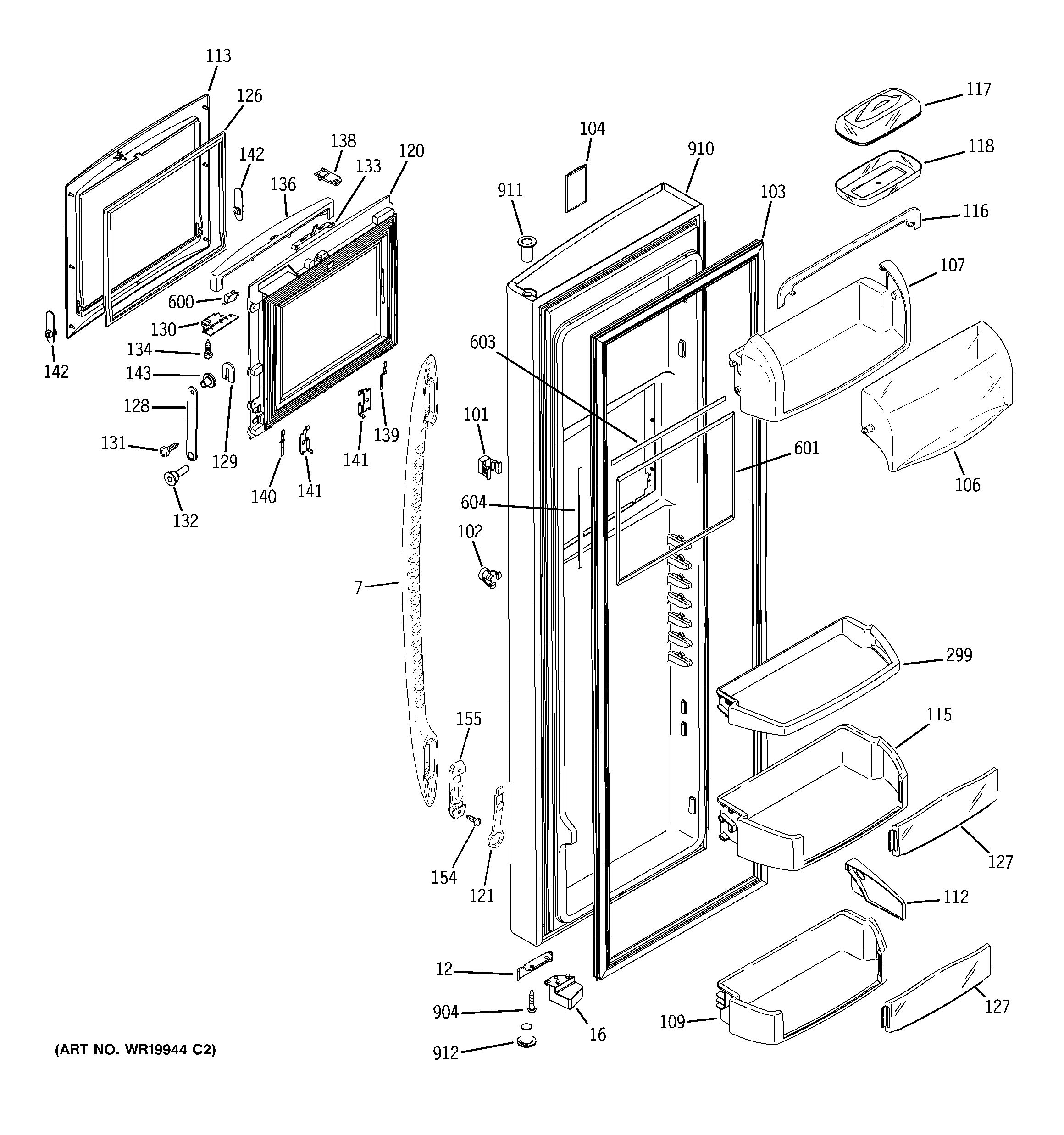 GE PSK27NHSBCWW fresh food door diagram