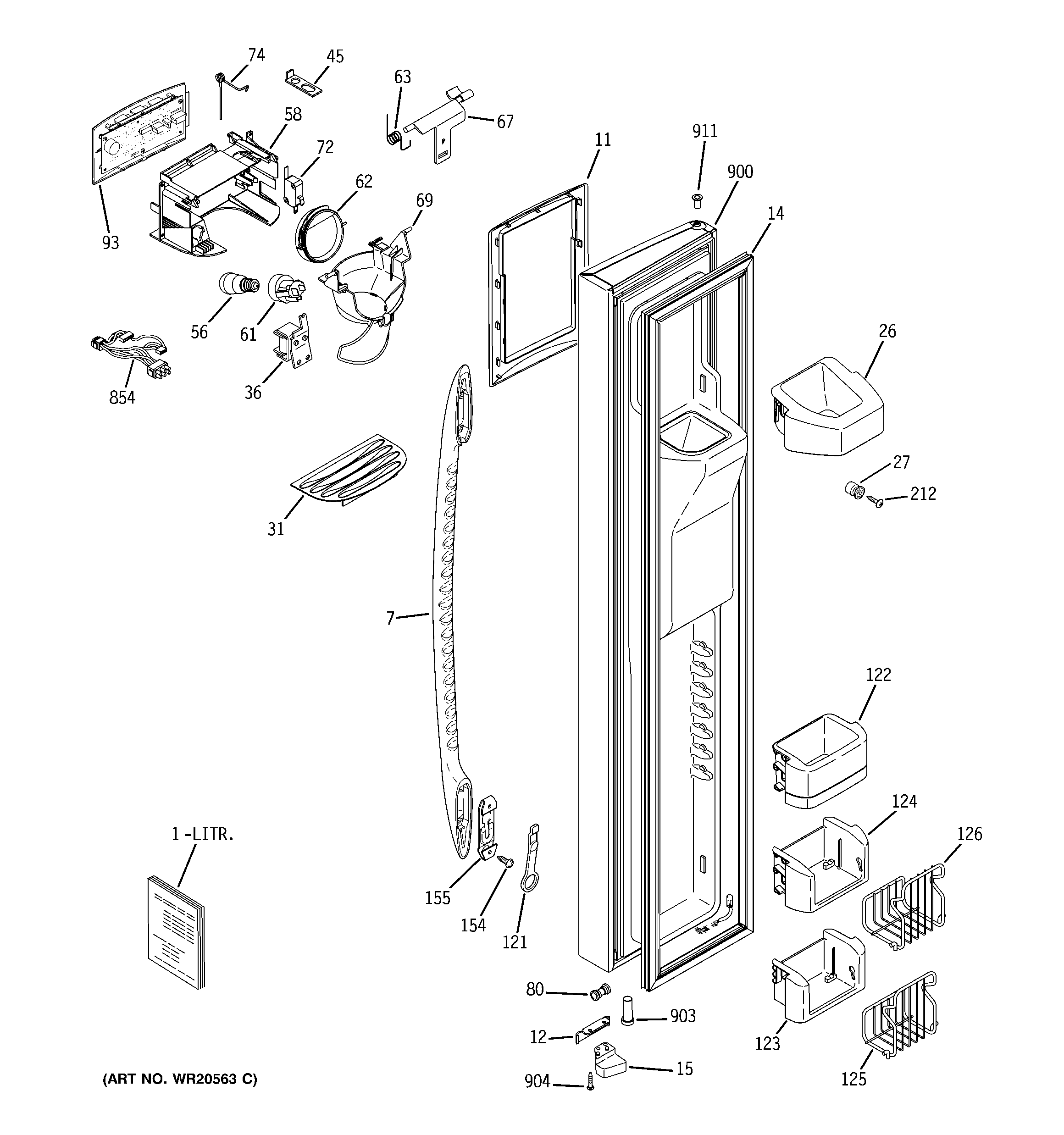 GE PSSF3RGXCCC freezer door diagram